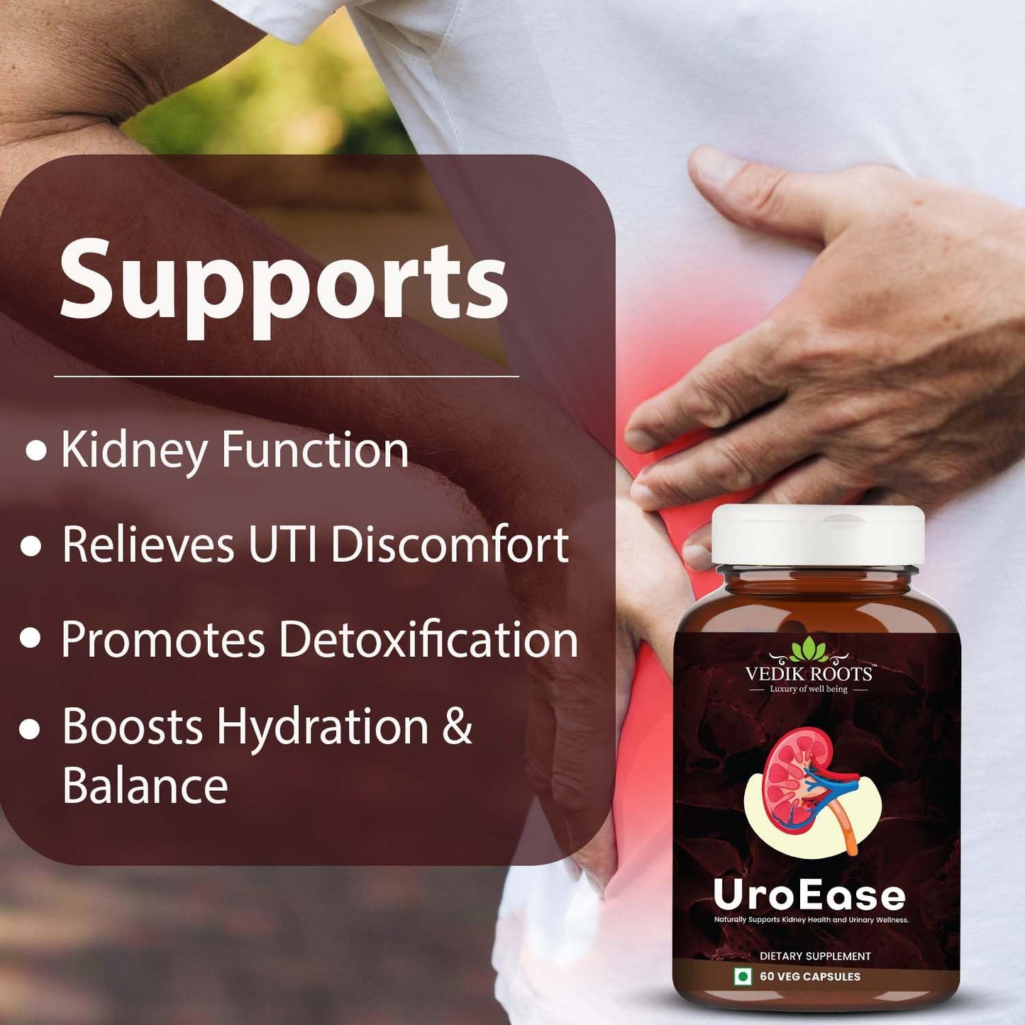 VEDIKROOTS UroEase 60 Capsules