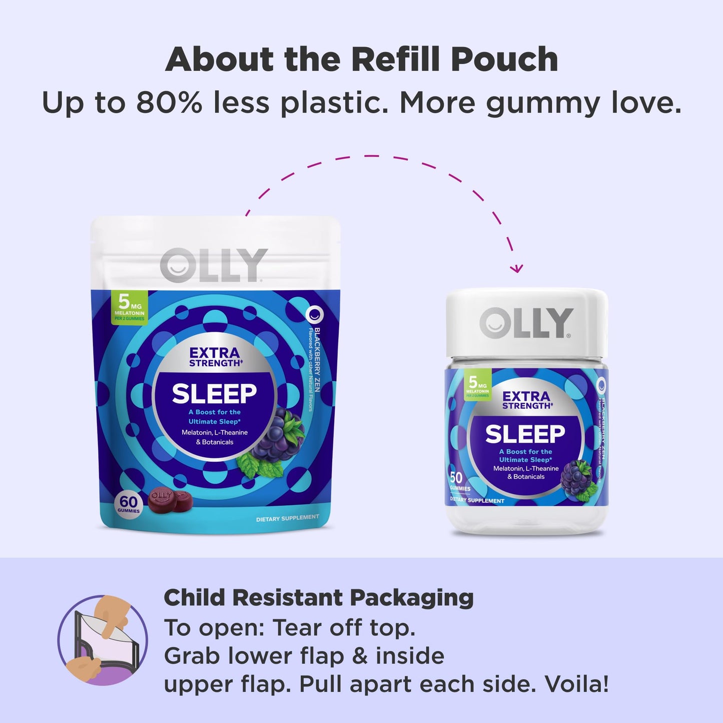 OLLY Extra Strength Sleep, Occasional Sleep Support Supplement Gummy 60 Count