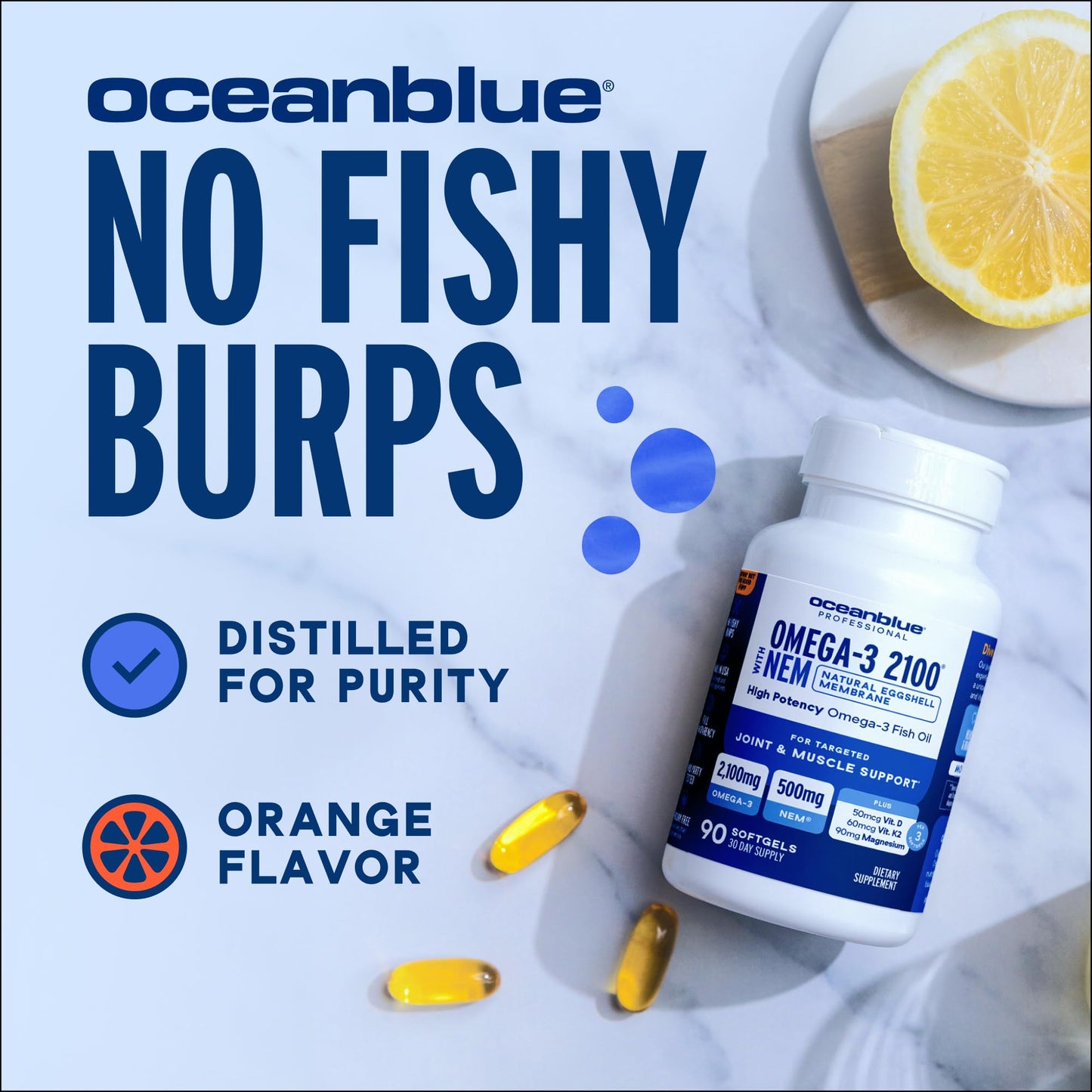 Oceanblue Omega-3 2100mg Fish Oil Softgels, 90 Count