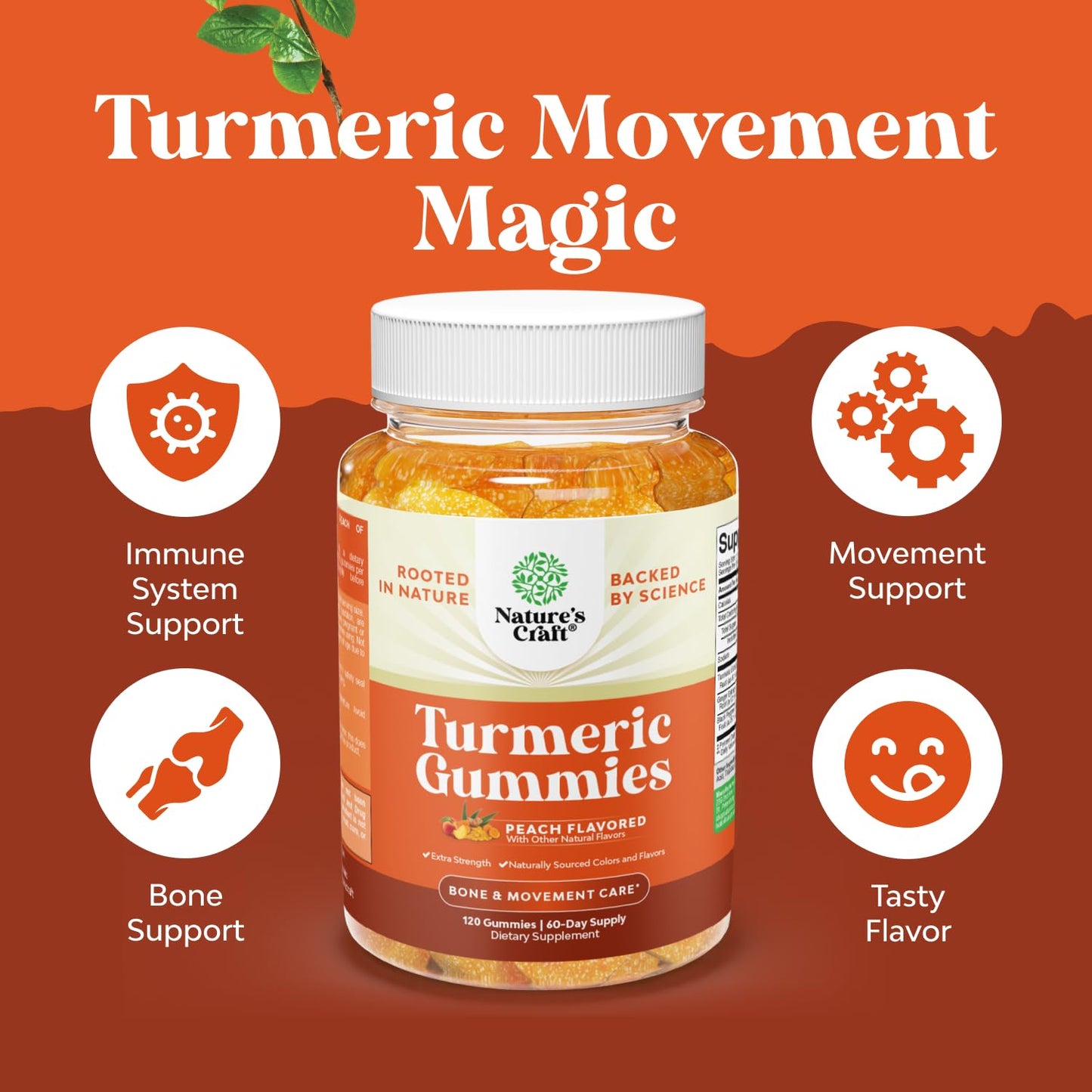 Natures Craft Turmeric Gummies for Adults 120 Count