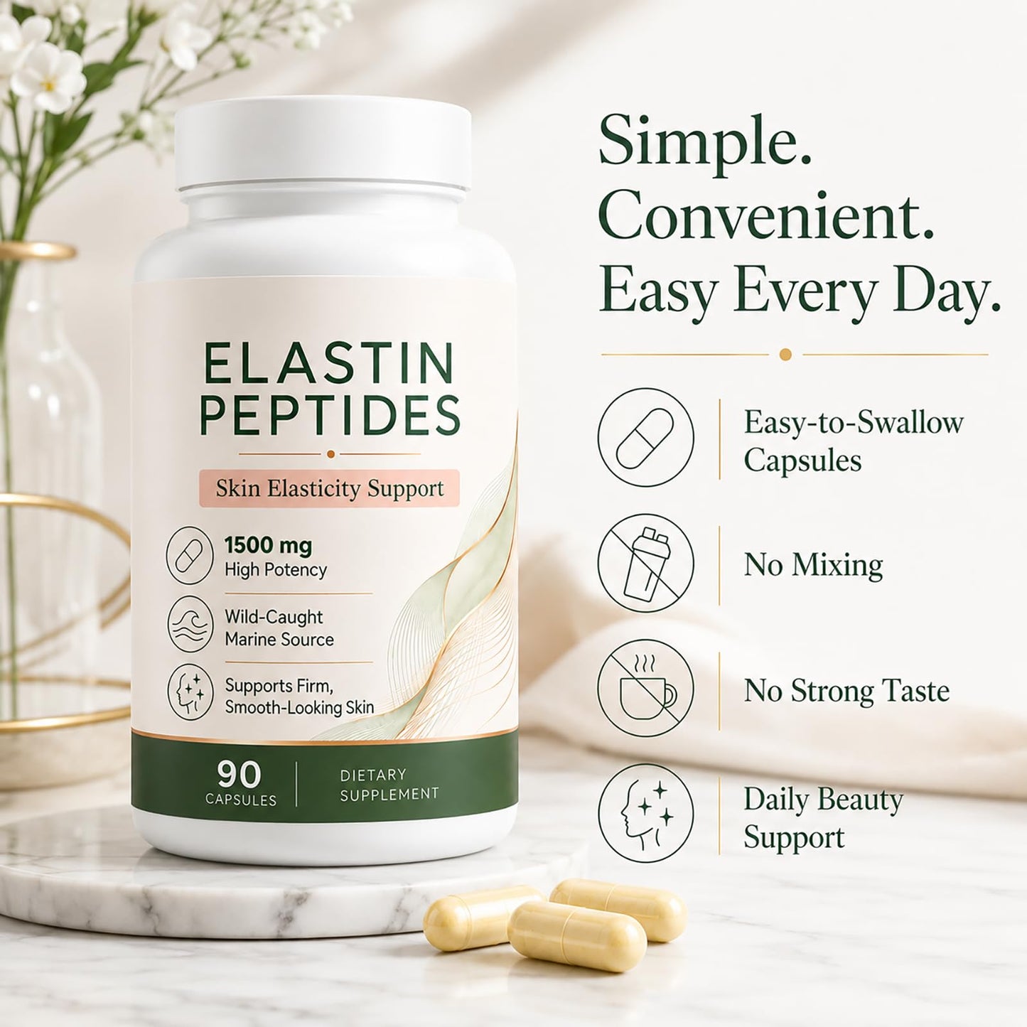 UOZXIL Elastin Peptide Skin Tightening Formula, 90 Capsules