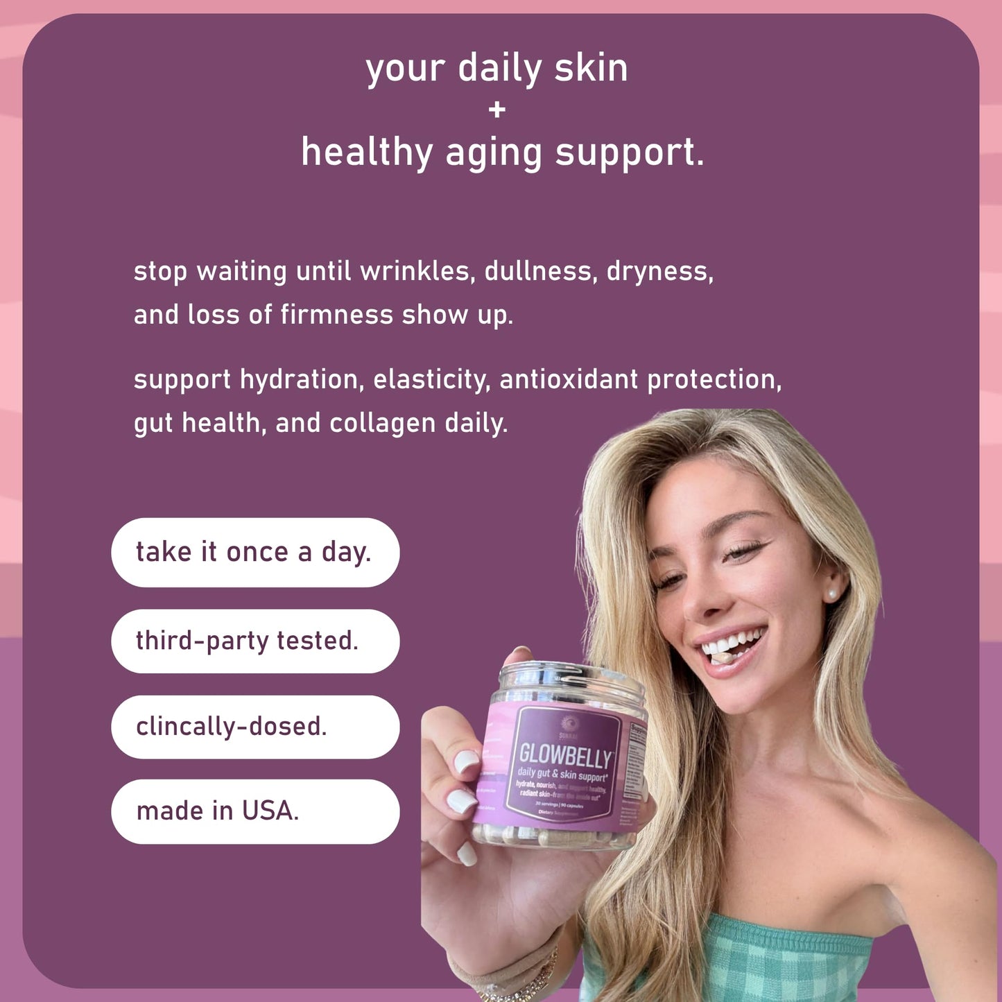 Sunrae Wellness Glowing Skin Supplement with Gotu Kola, Moringa, Sea Moss, Astaxanthin & Tremella Mushroom – for Skin Hydration, Gut Health, Anti-Aging & Radiance – 90 Capsules