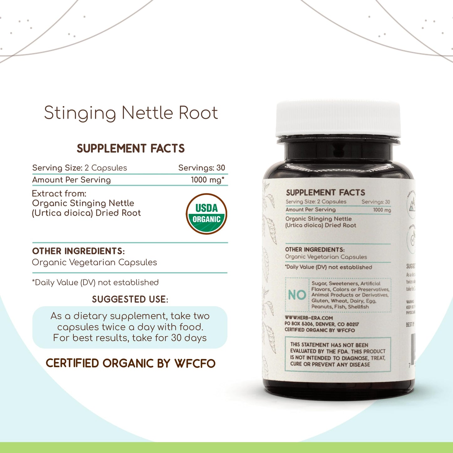 HerbEra Stinging Nettle Root Capsules, 60 Count