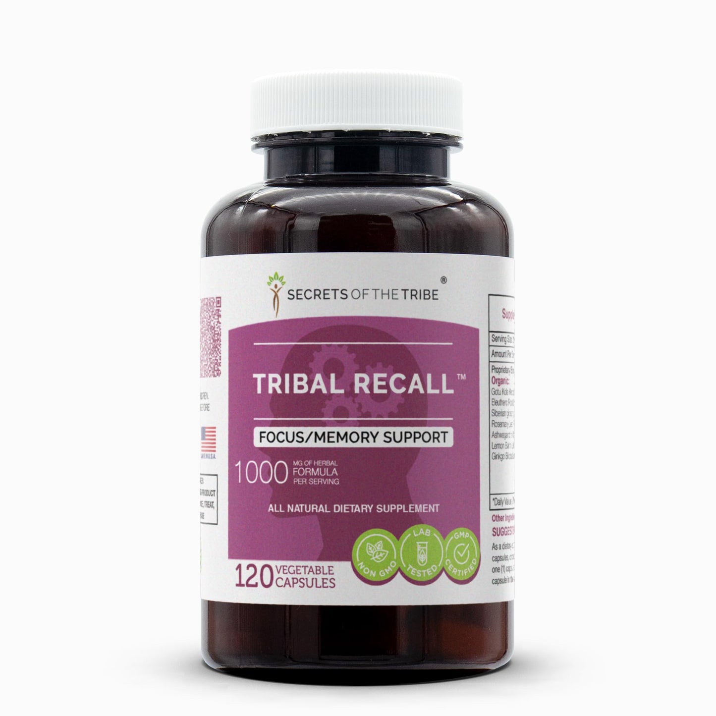 Secrets of the Tribe Tribal Recall, Memory Support, Herbal Supplement Blend Capsules 120 Count