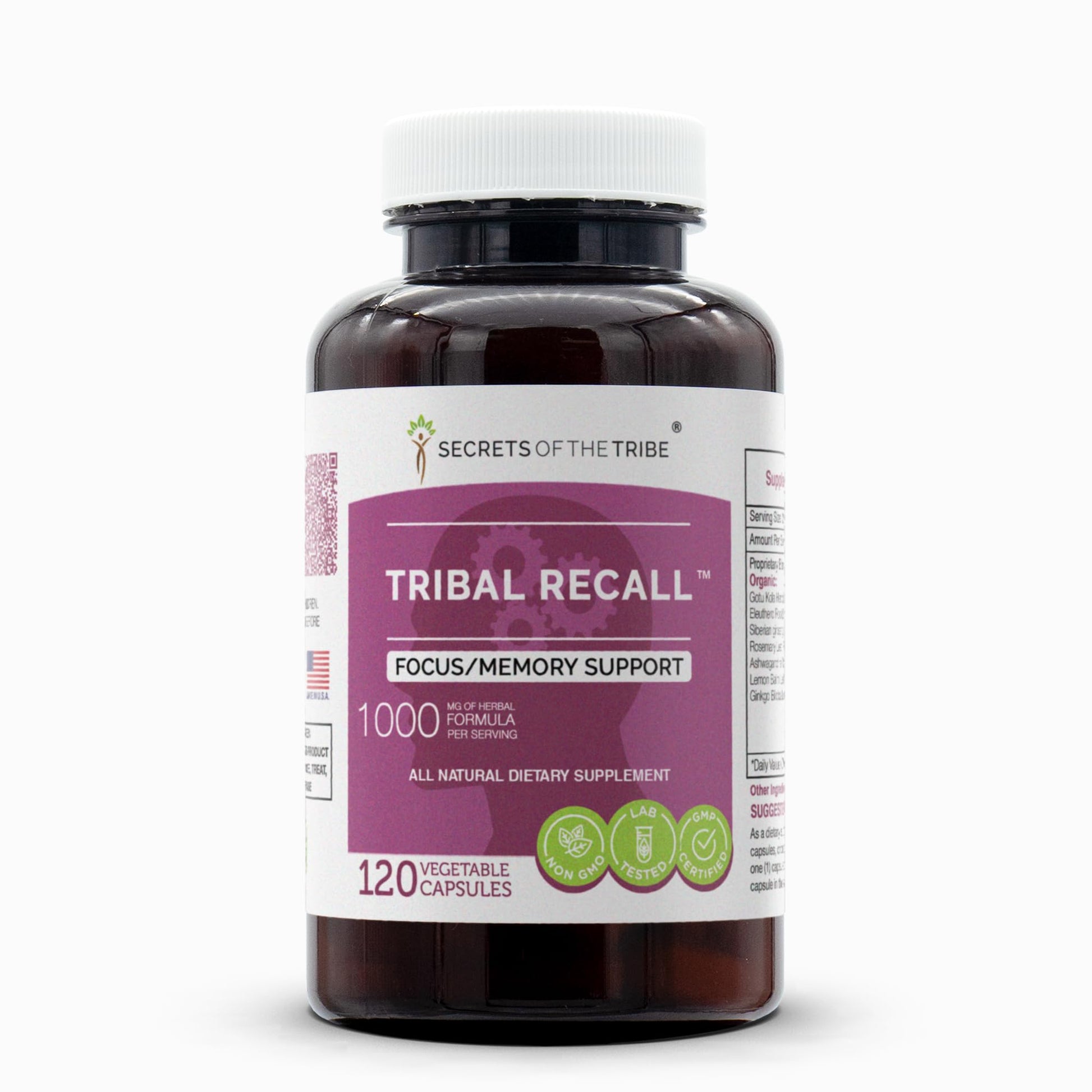Secrets of the Tribe Tribal Recall, Memory Support, Herbal Supplement Blend Capsules 120 Count