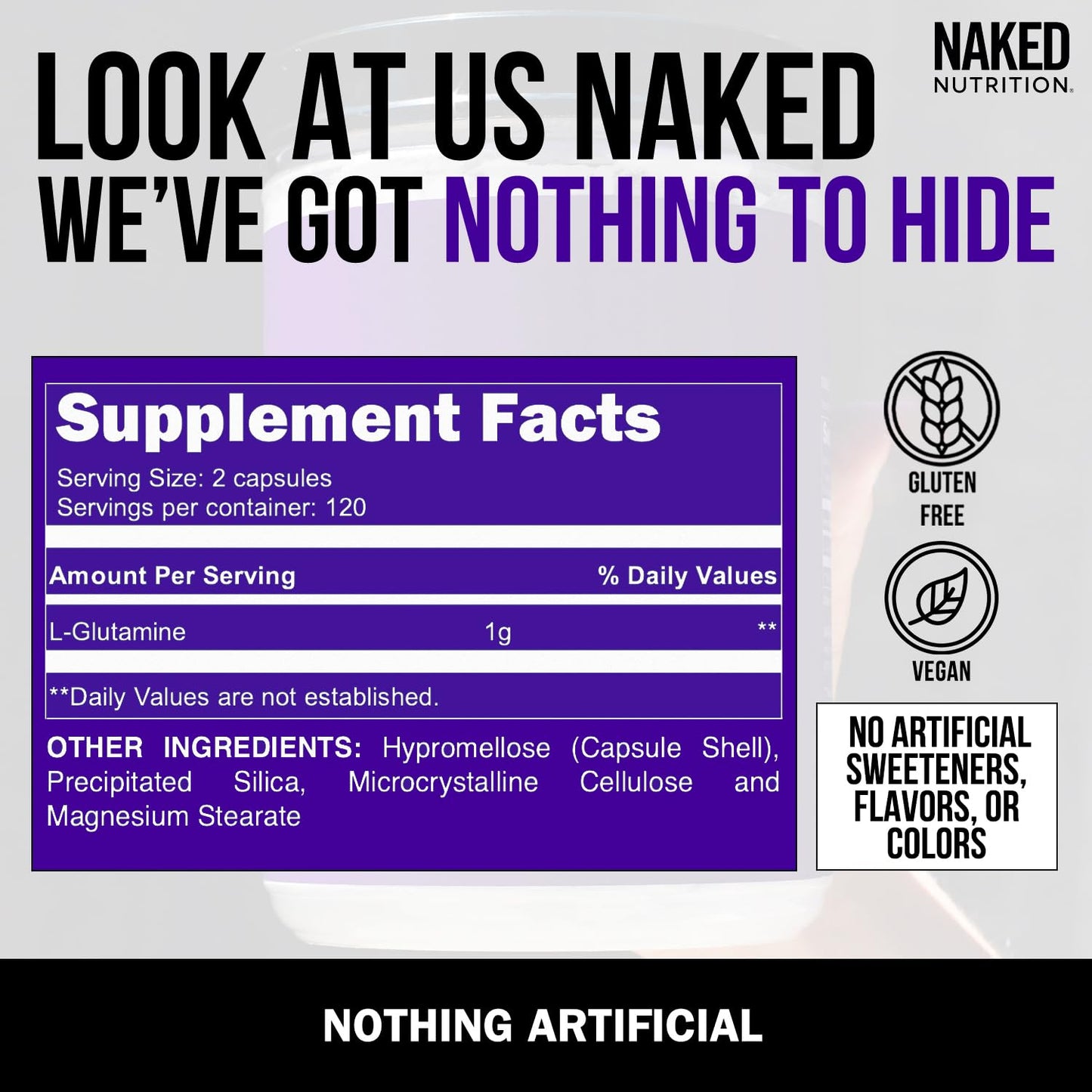 NAKED Vegan Energizing Muscle Recovery Bundle Fruit Punch Energy and 240 L-Glutamine Capsules, 1000mg Powder 2