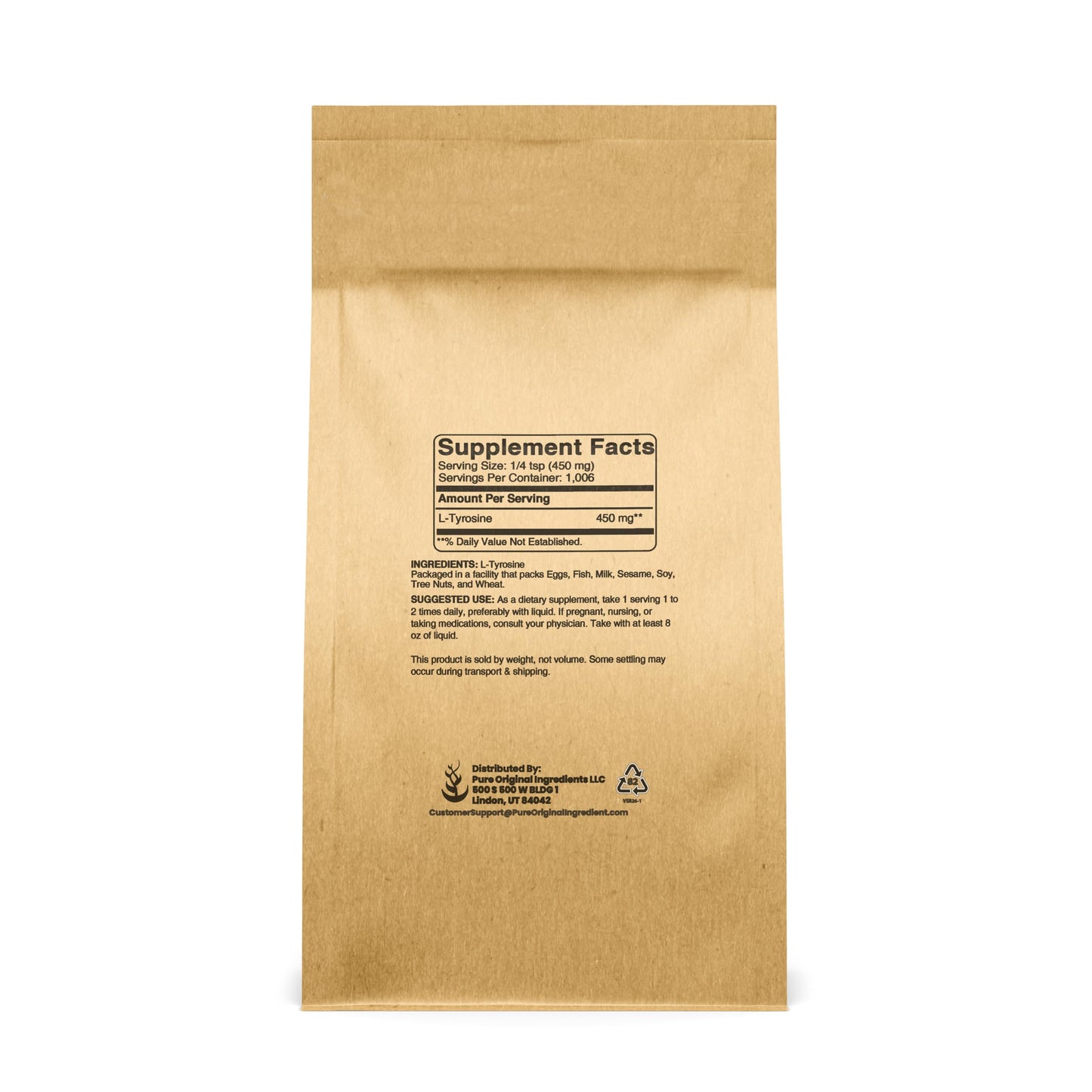 PURE ORIGINAL INGREDIENTS L-Tyrosine (1lb) Non-Essential Amino Acid Supplement Powder, 16