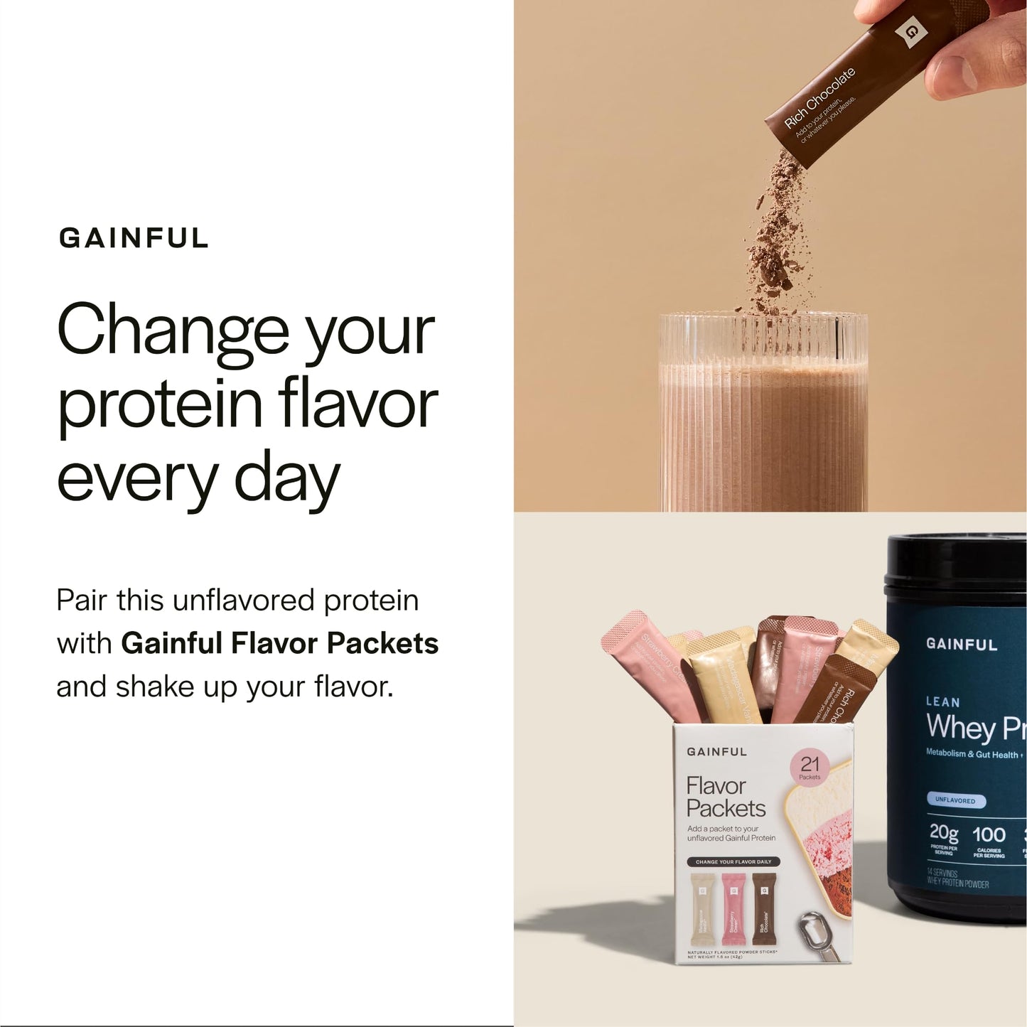 Gainful Everyday Whey Protein Powder Bundle, Neapolitan Flavor, 18.9