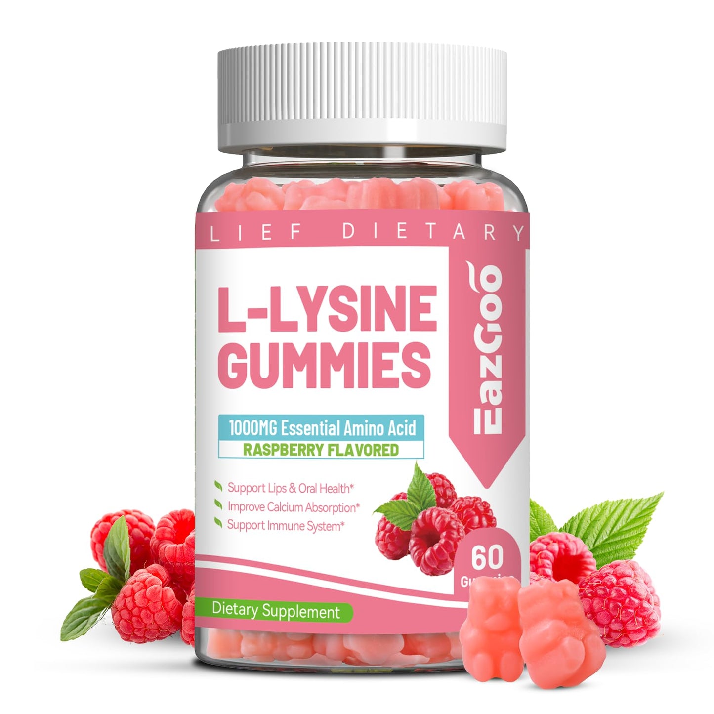 EAZGOO L-Lysine 1000mg Gummies, 60 Count