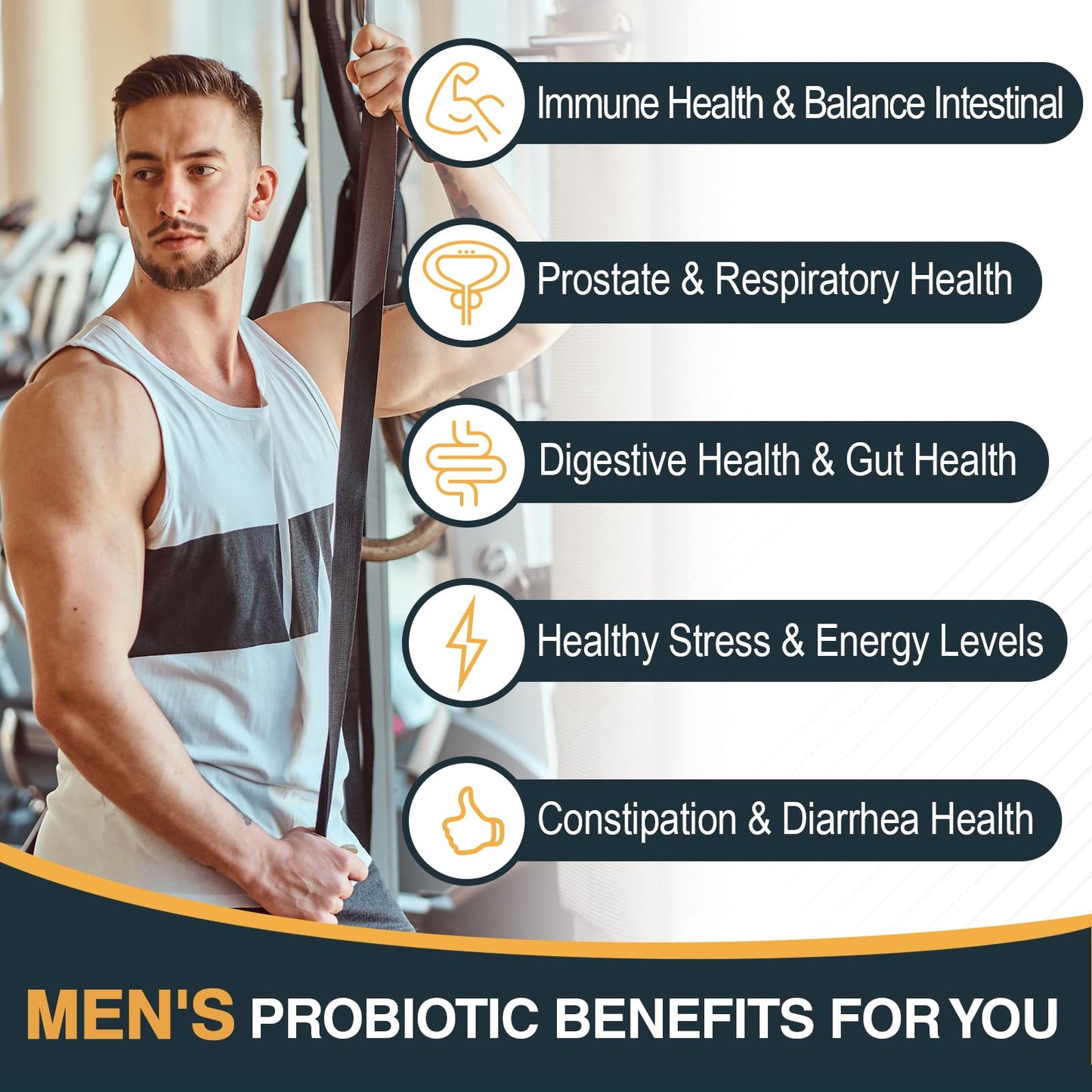 Ocshesally Probiotics for Men 500 Billion CFUs & 12 Strains with Turmeric, Cranberry, Goji, Digestive Health, Gut, Immune & Bloating, Prostate & Urinary Tract Health, 120 Capsules
