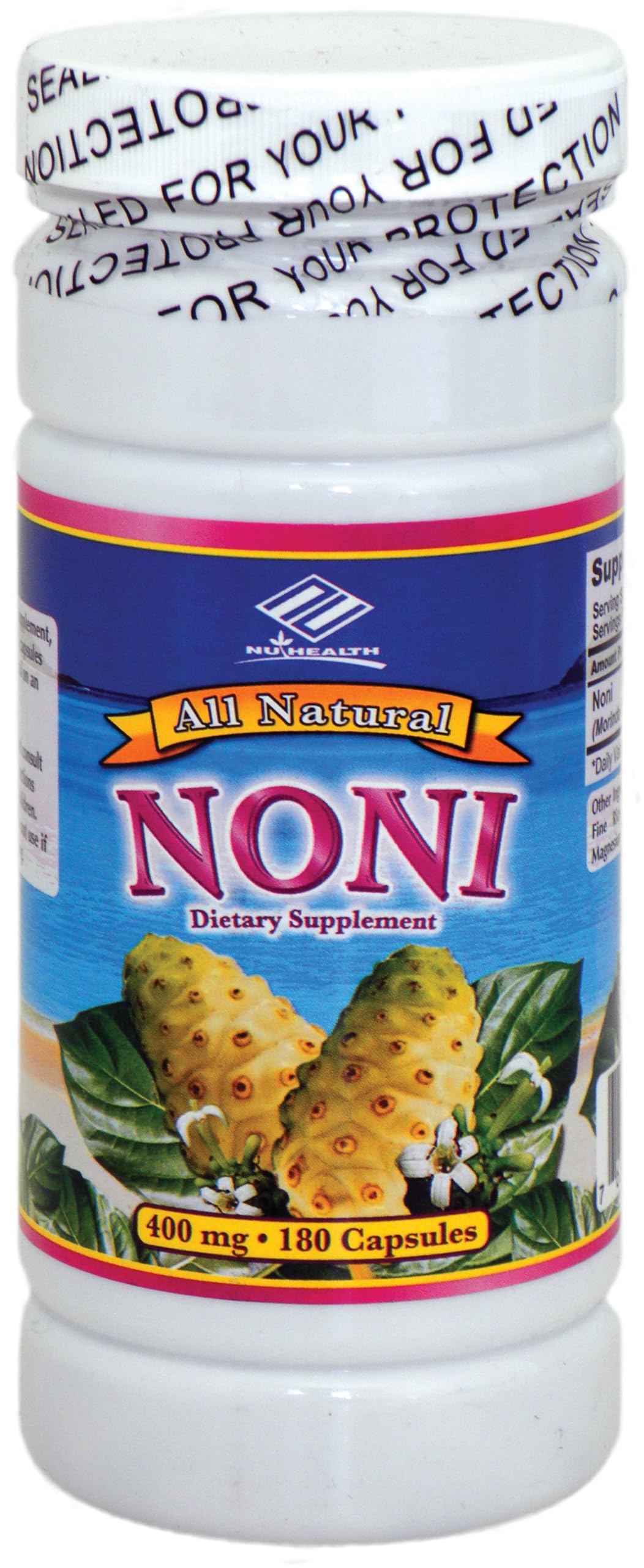 Nu-Health Noni Capsules Morinda Citrifolia Supplement Immune Support, Antioxidant Rich, Vitality & Energy Support, Non-GMO Herbal Supplement for Overall Wellness, 180 Capsules