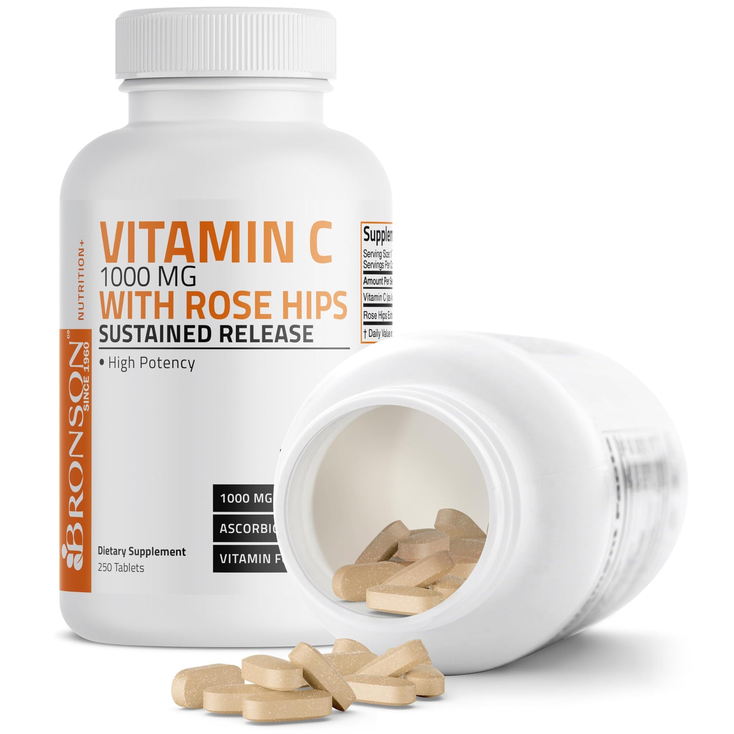 Bronson Vitamin C 1000 mg with Rose Hips Sustained Release Tablets, 250 Count