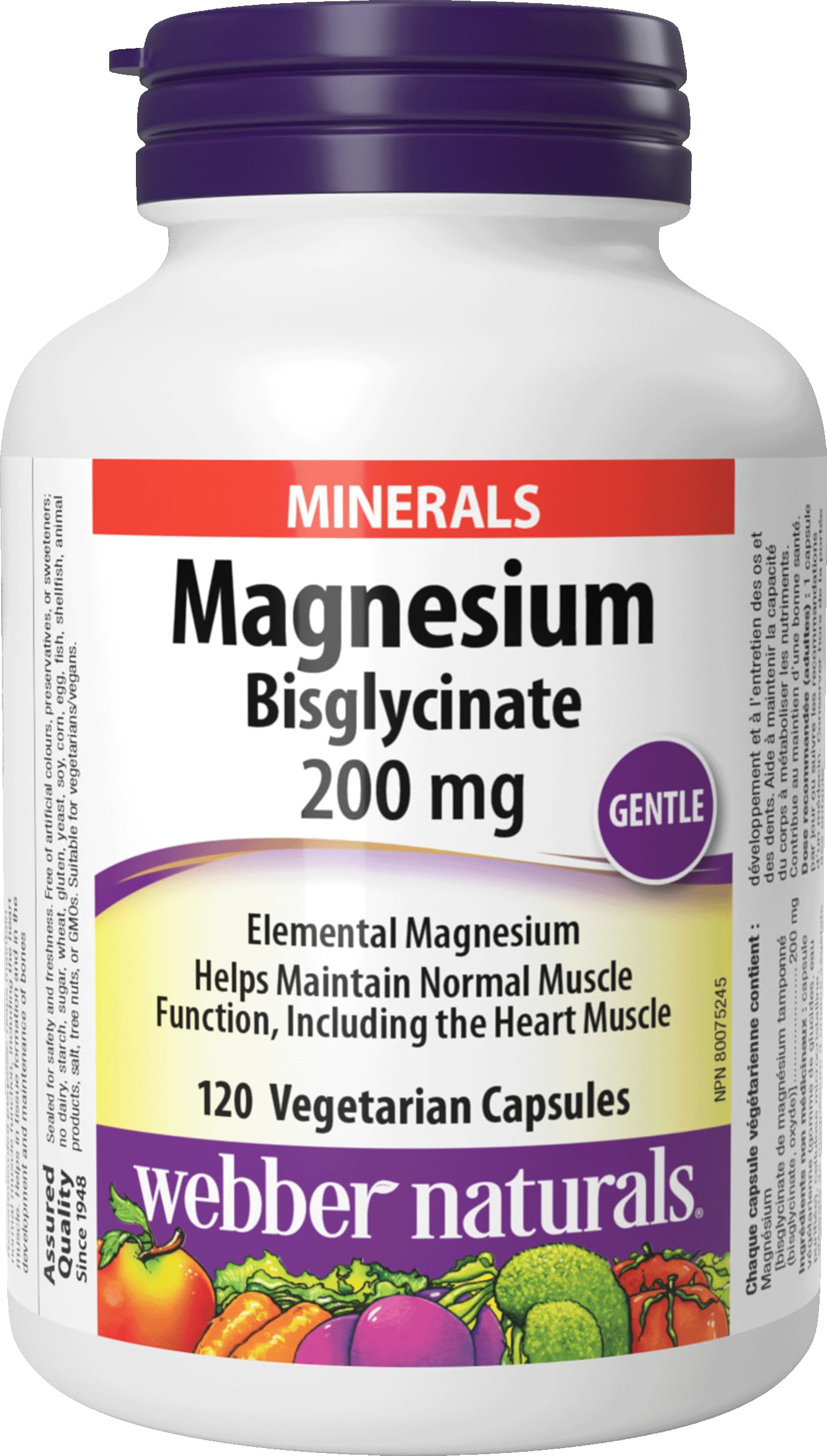 Webber Naturals Magnesium Bisglycinate 200 mg, 120 Capsules