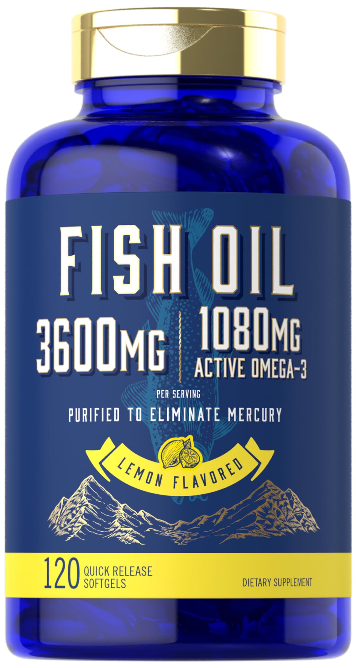 Carlyle Fish Oil 3600mg | 1080mg Omega-3 Softgels, 120 Count