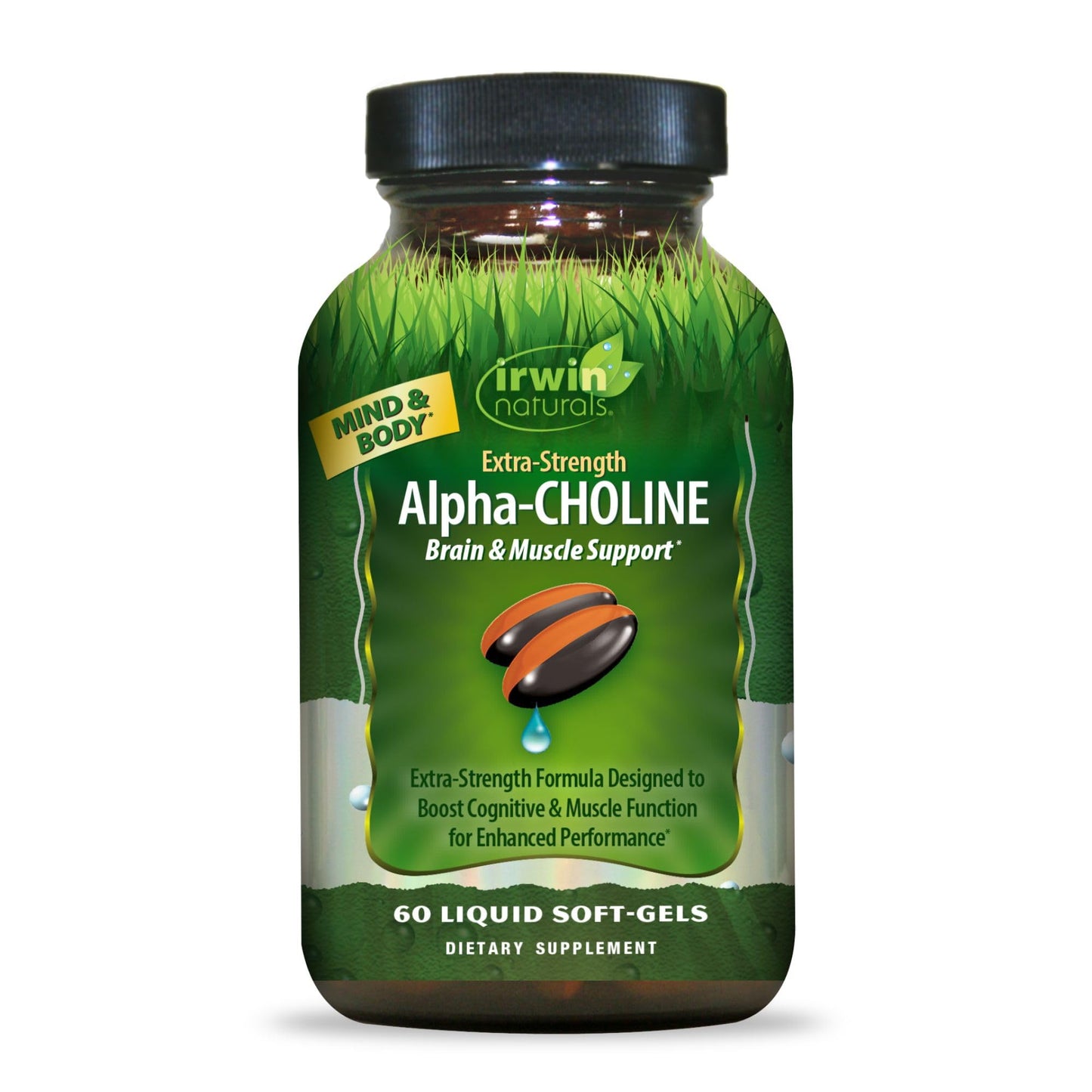 Irwin Naturals Extra-Strength Alpha-Choline (Alpha-GPC) Brain & Muscle Support with B-Vitamins & Magnesium Softgels, 60 Count