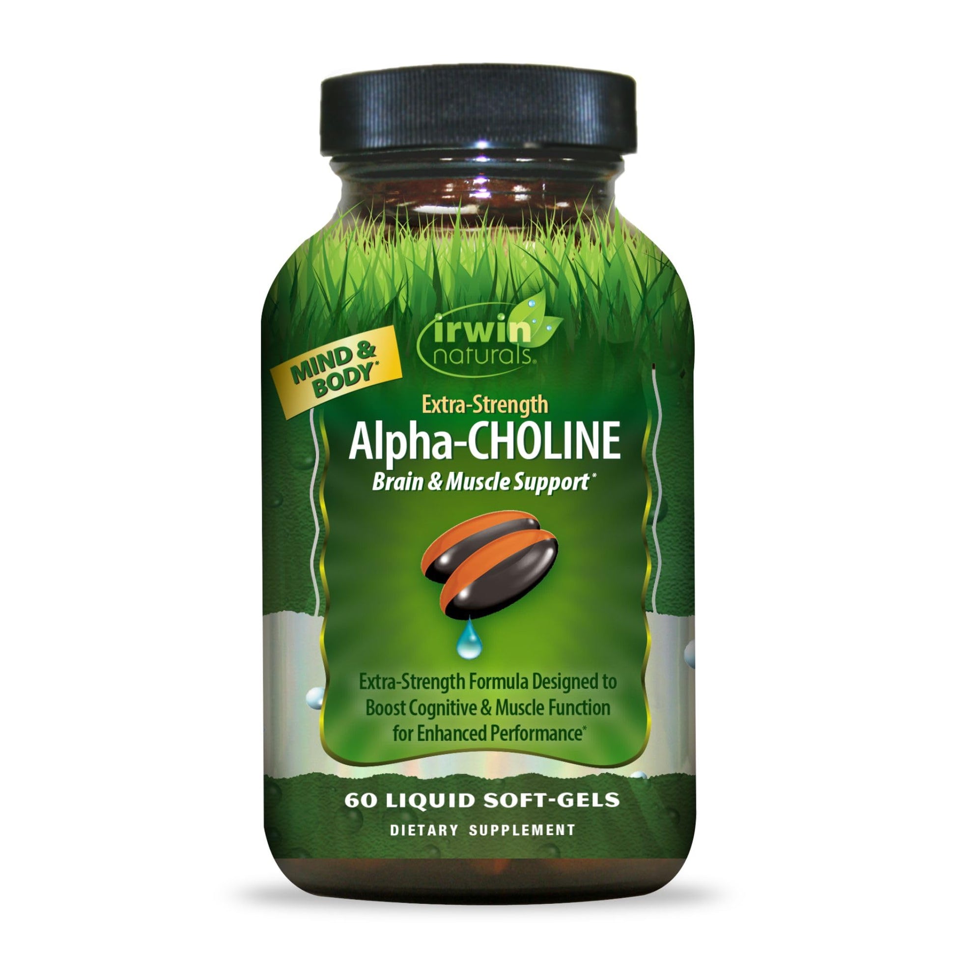 Irwin Naturals Extra-Strength Alpha-Choline (Alpha-GPC) Brain & Muscle Support with B-Vitamins & Magnesium Softgels, 60 Count