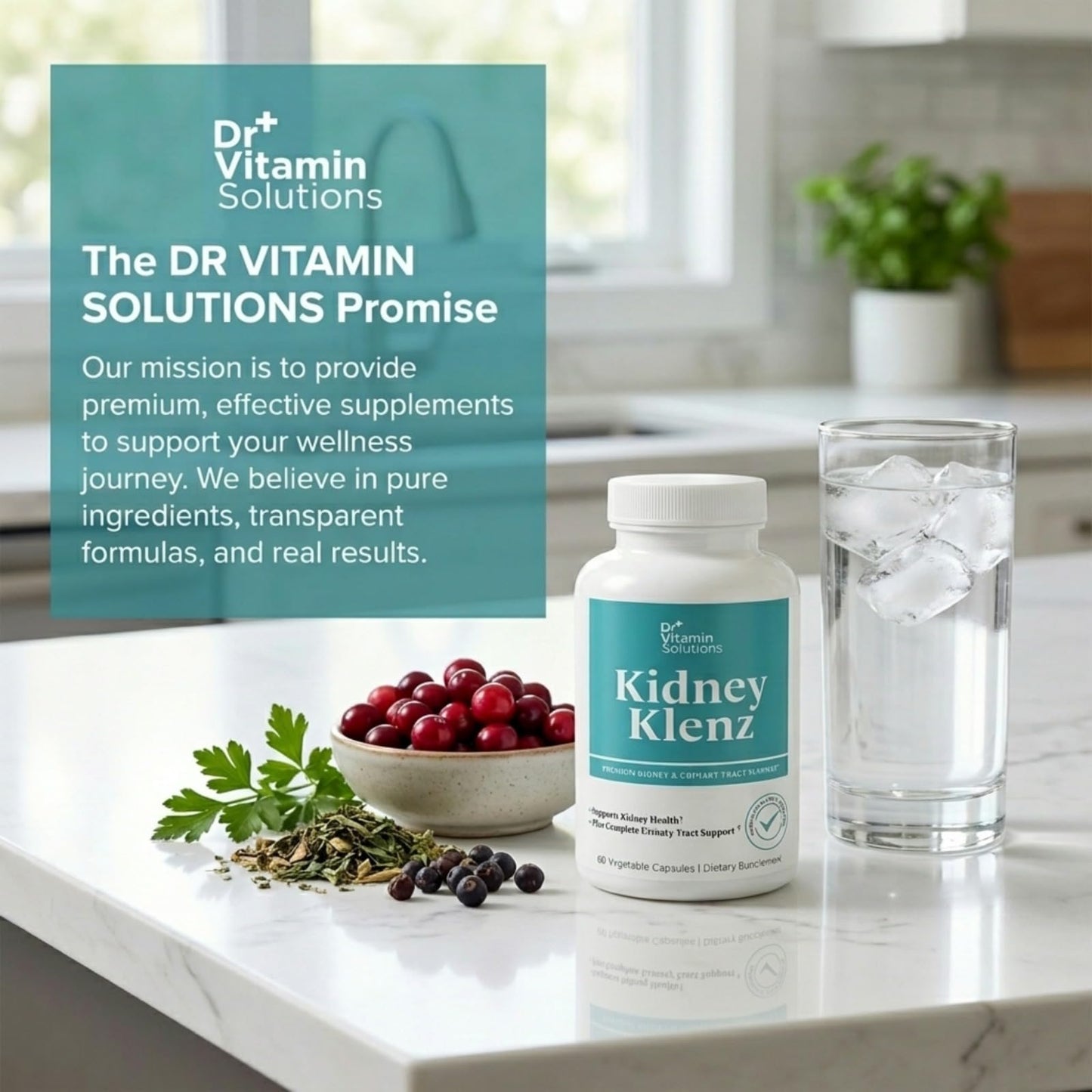 DR VITAMIN SOLUTIONS Kidney Cleanse Supplement with VitaCran Cranberry Extract – Premium Kidney & Urinary Tract Support with Chanca Piedra, Uva Ursi, Astragalus, Horsetail, Nettle & Juniper – Non-GMO, 60 Capsules