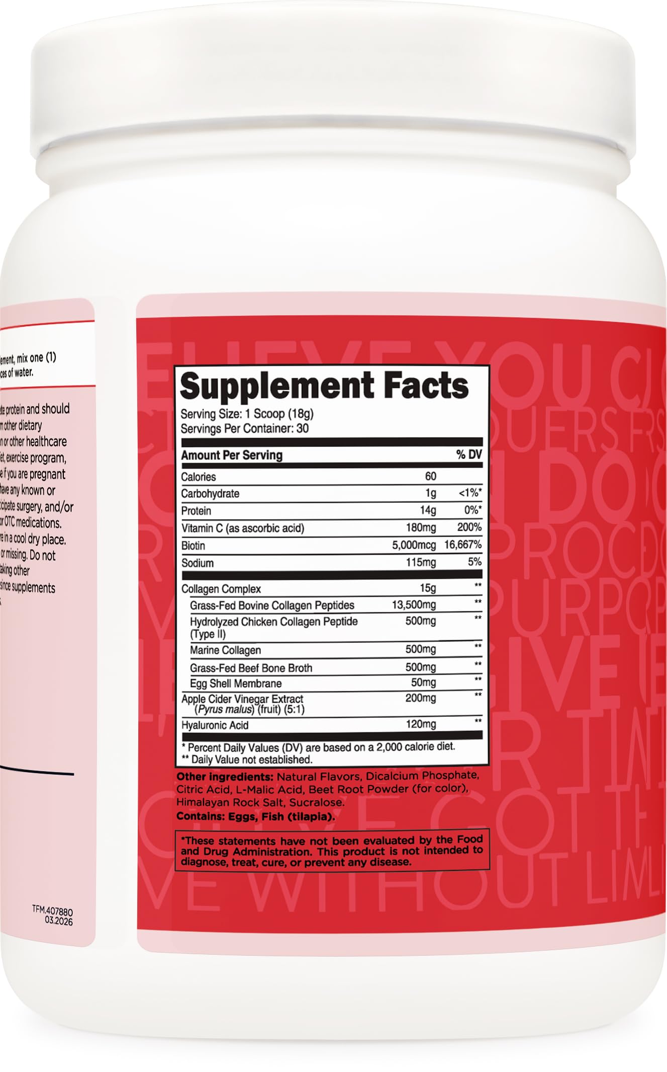 TransformHQ Beauty Collagen (Fruit Punch) Powder 19.2 oz