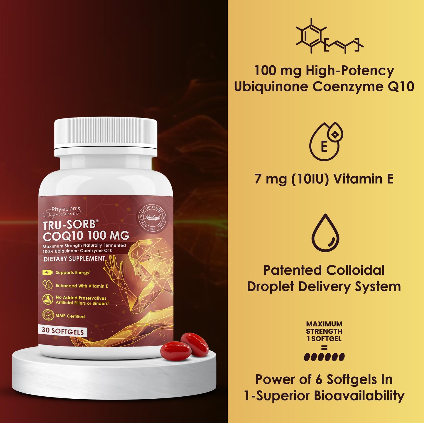 Rawleigh Tru-Sorb Natural CoQ10 100mg Softgels, 30 Count