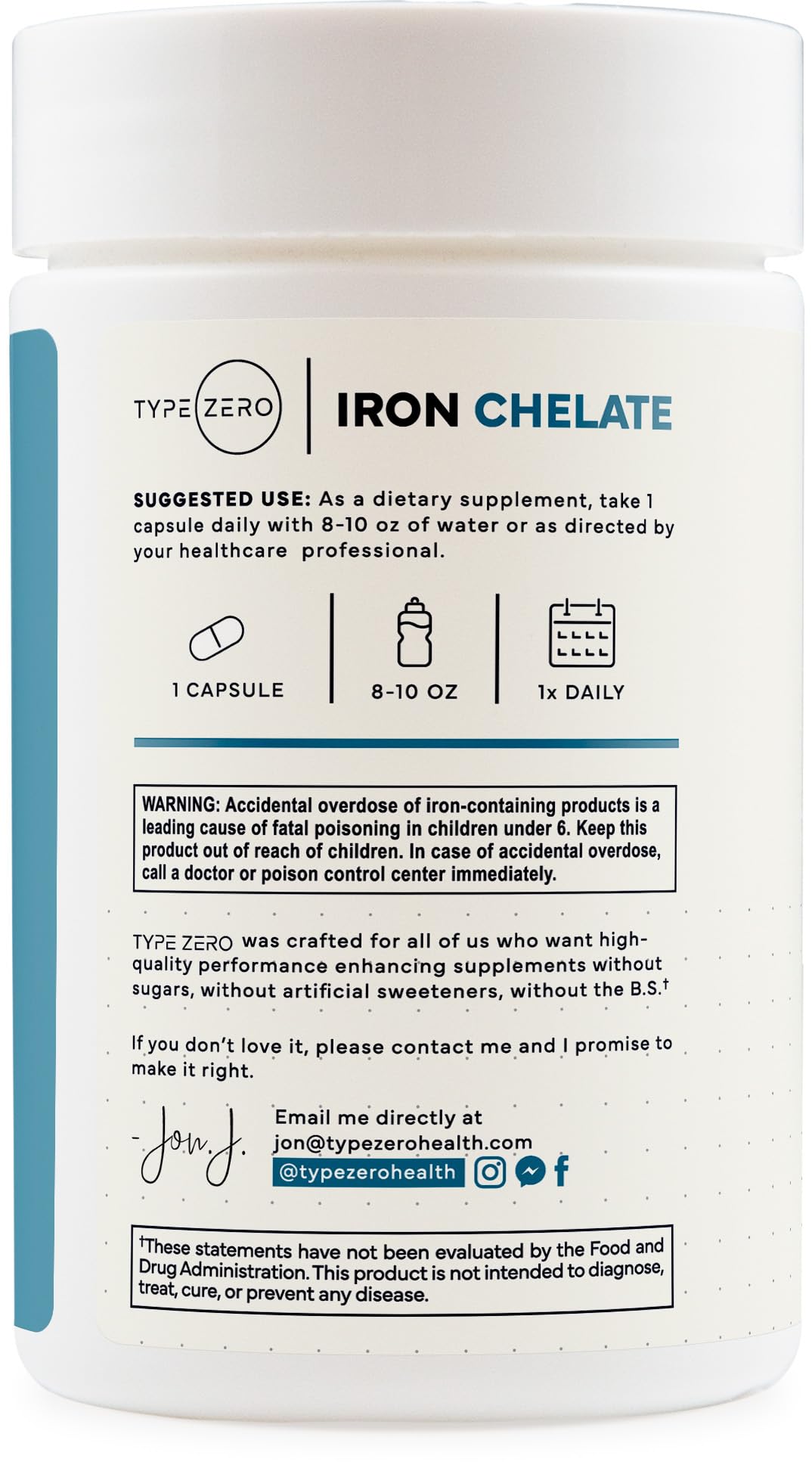 Type Zero Iron Chelate (18mg) Capsules, 240 Count