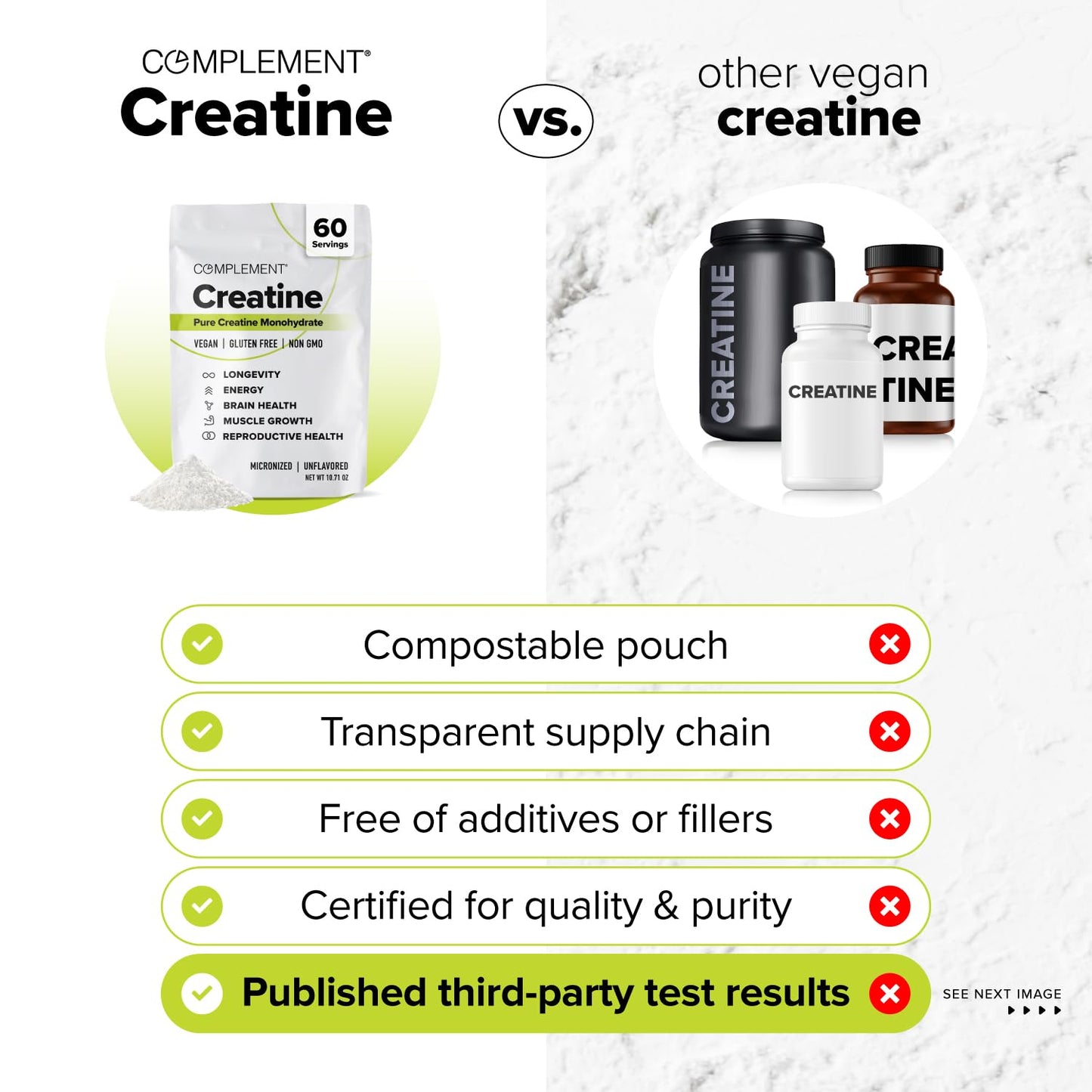 Complement Unflavored Plant-Based Protein Powder & Creatine Monohydrate Bundle