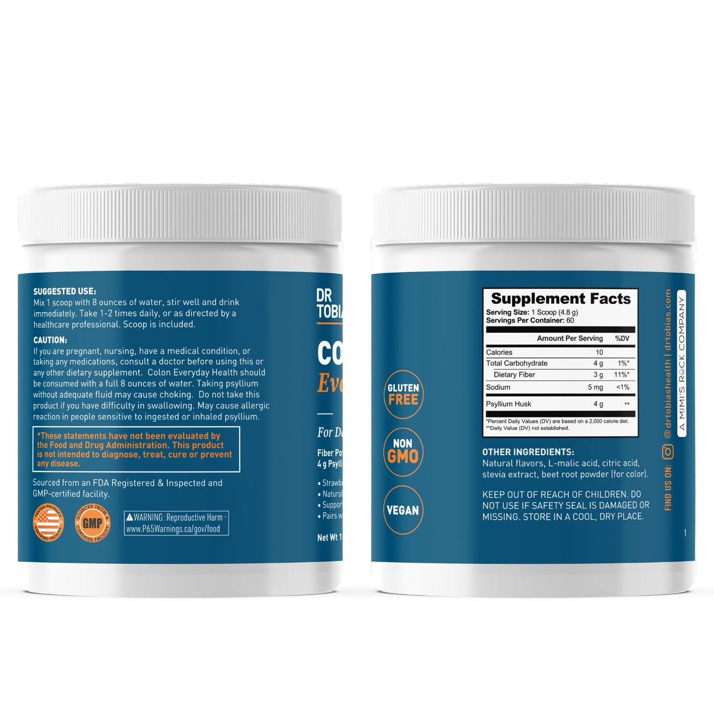 Dr. Tobias Colon Everyday Health Psyllium Fiber Supplement for Gut Health Powder 10.2 Ounce