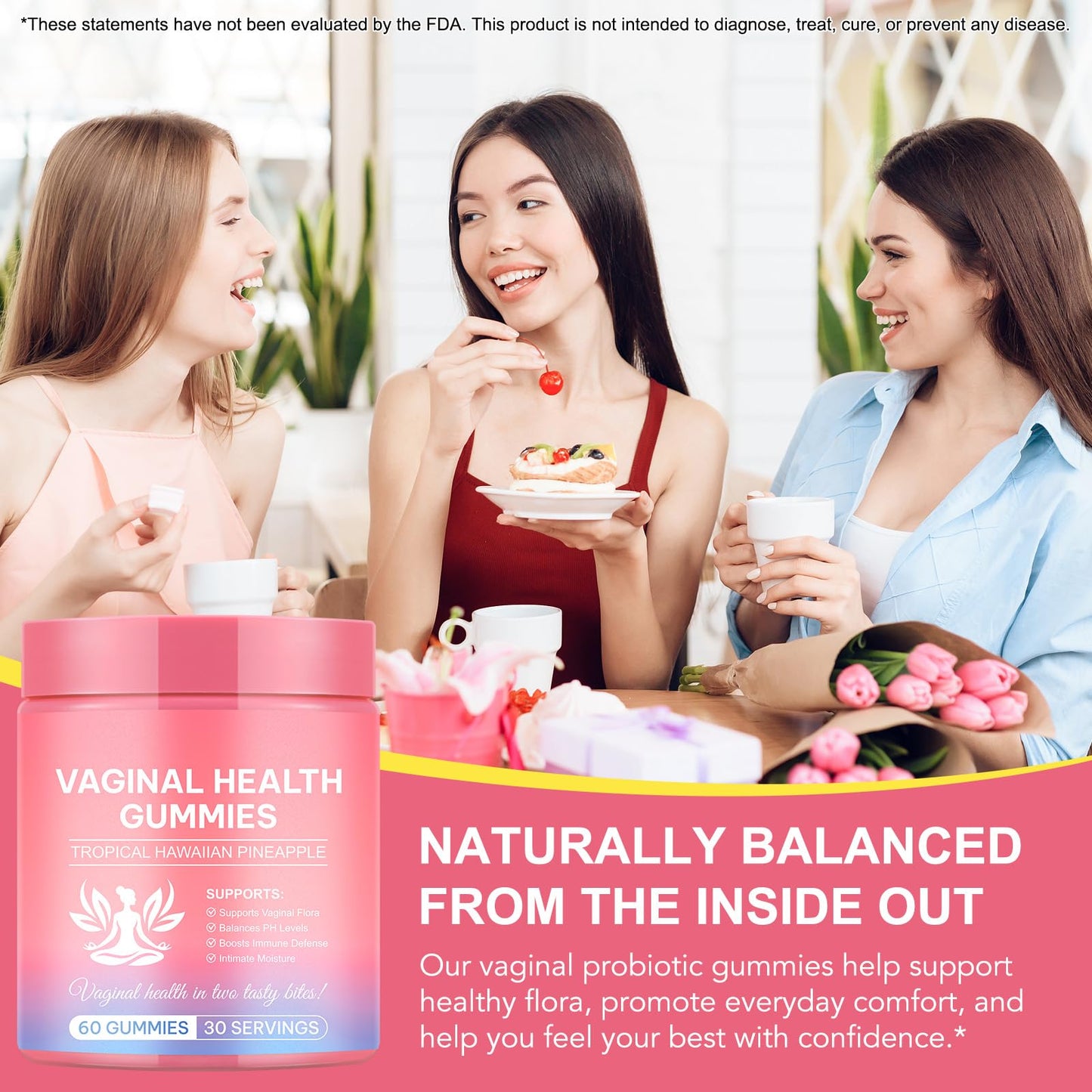 WRFAATGO Vaginal Probiotics Gummies, 60 Count