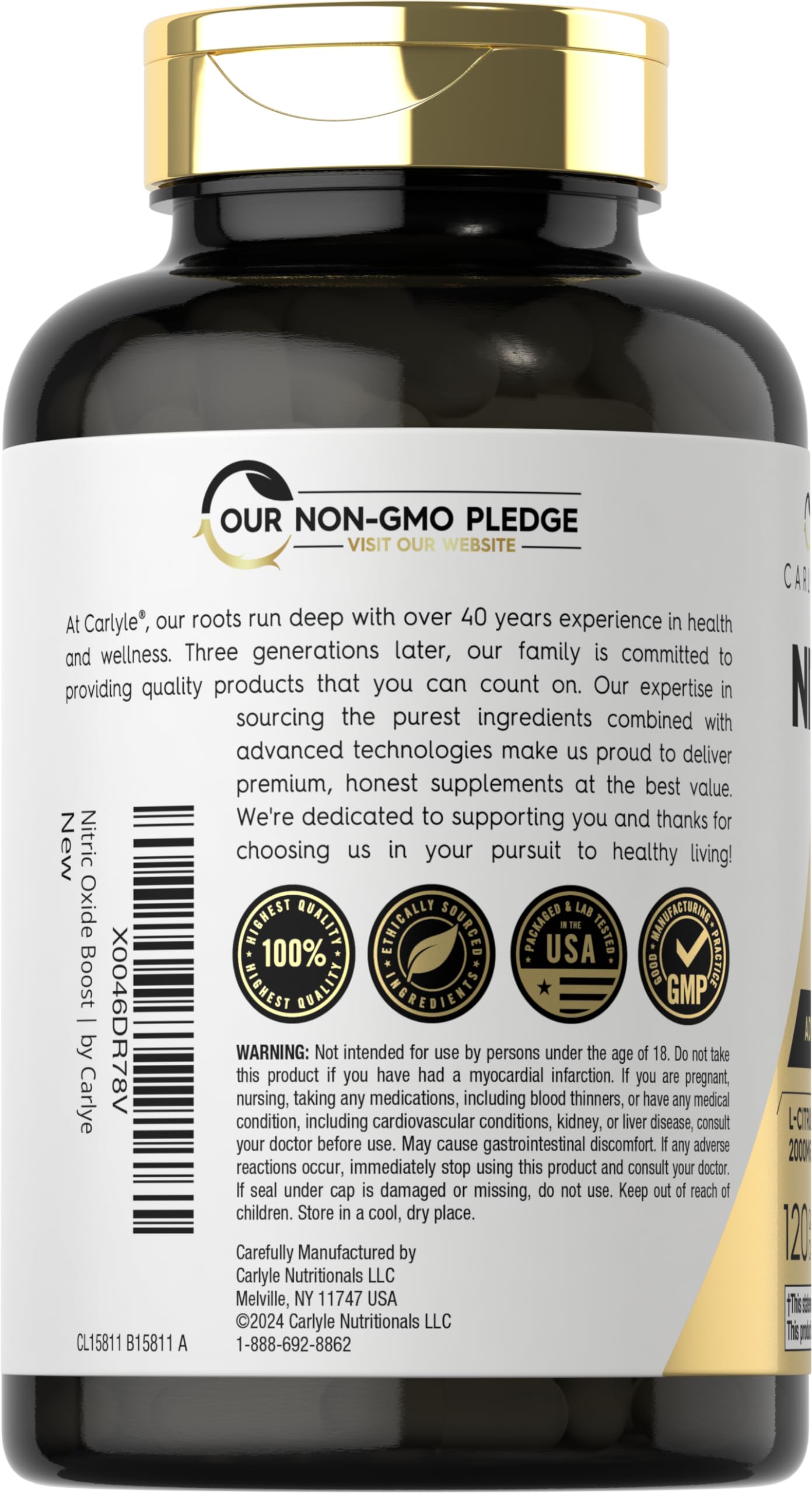 Carlyle Nitric Oxide Supplement 3000mg 120 Capsules