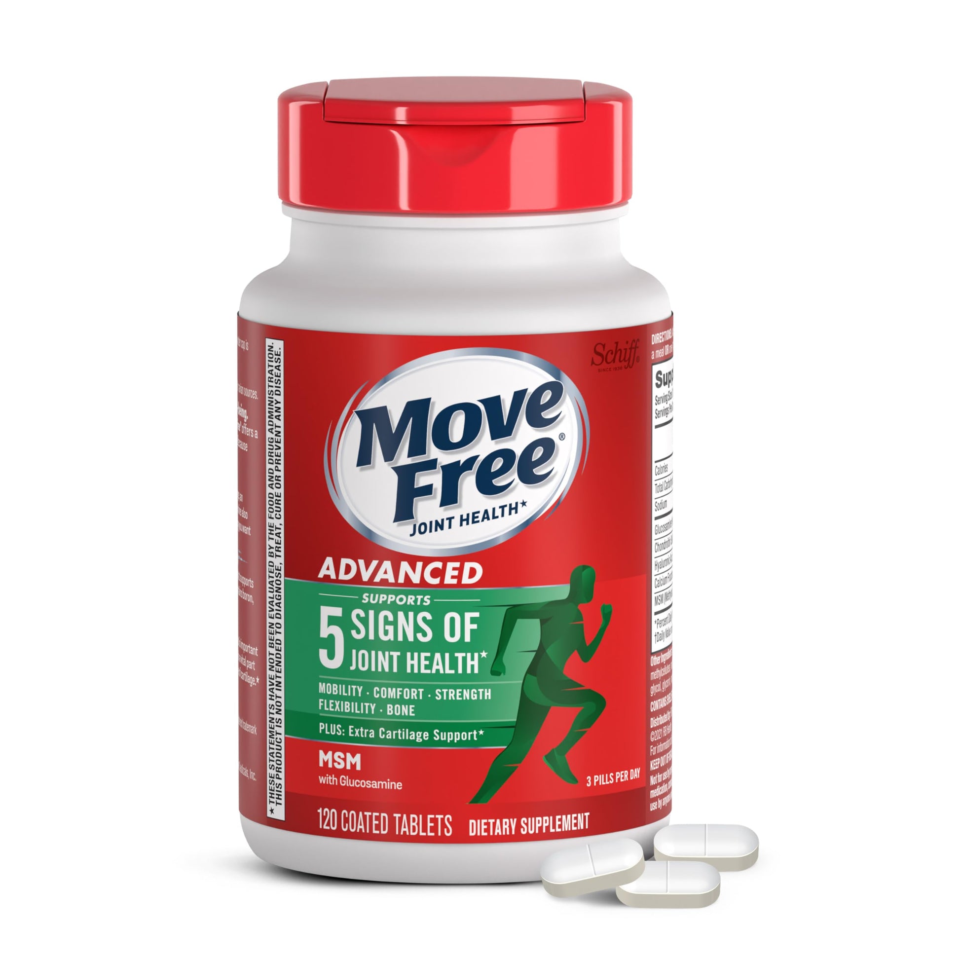 Move Free Advanced Glucosamine Chondroitin MSM Joint Support Supplement Tablet, 120 Tablets