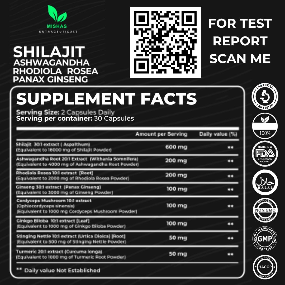 Mishas Shilajit Capsule, 60 Count