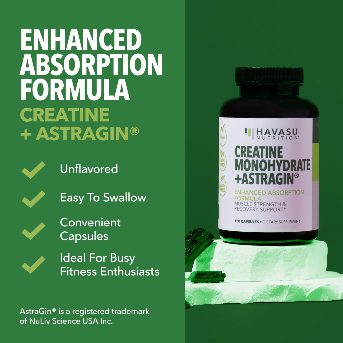 HAVASU NUTRITION Micronized Creatine Monohydrate Capsules, 120 Count