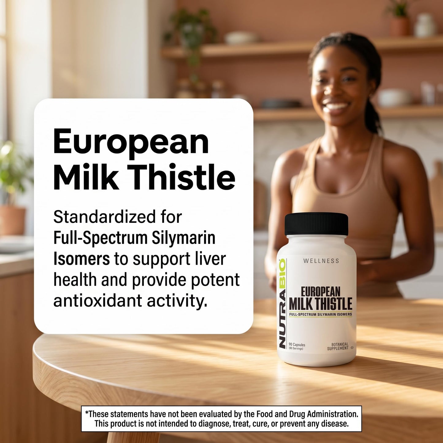 NutraBio European Milk Thistle Supplement Capsule, 90 Count