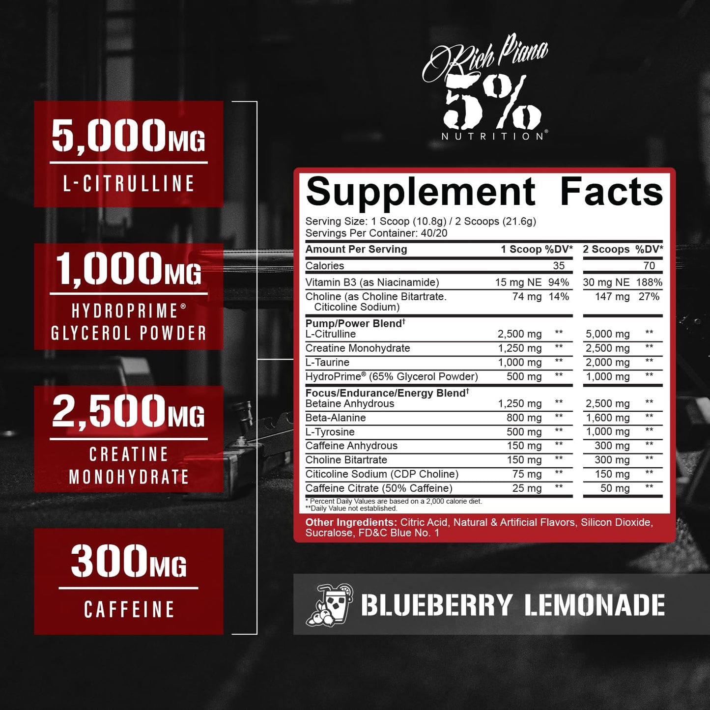 5% Nutrition Rich Piana Kill It Pre Workout Powder, 13.23 Ounce