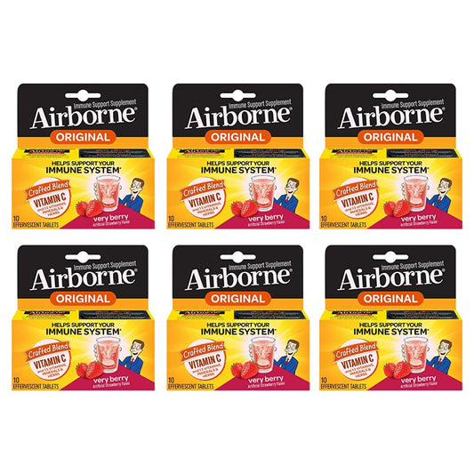 Airborne Very Berry Effervescent Vitamin C Tablets, 6 Pack