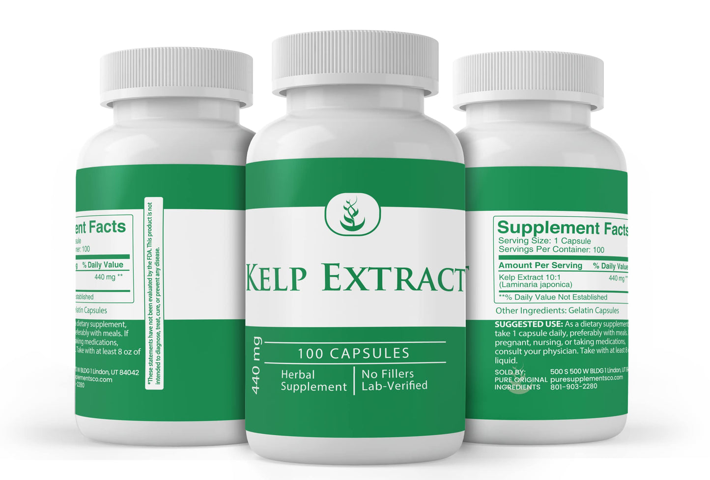 PURE ORIGINAL INGREDIENTS Kelp Extract Capsules, 100 Capsules