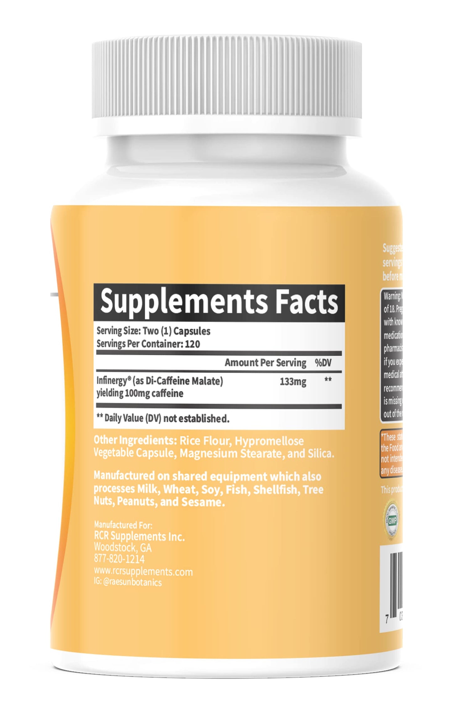 RaeSun Botanics Infinergy Di-Caffeine Malate 133mg Capsules 120 Count