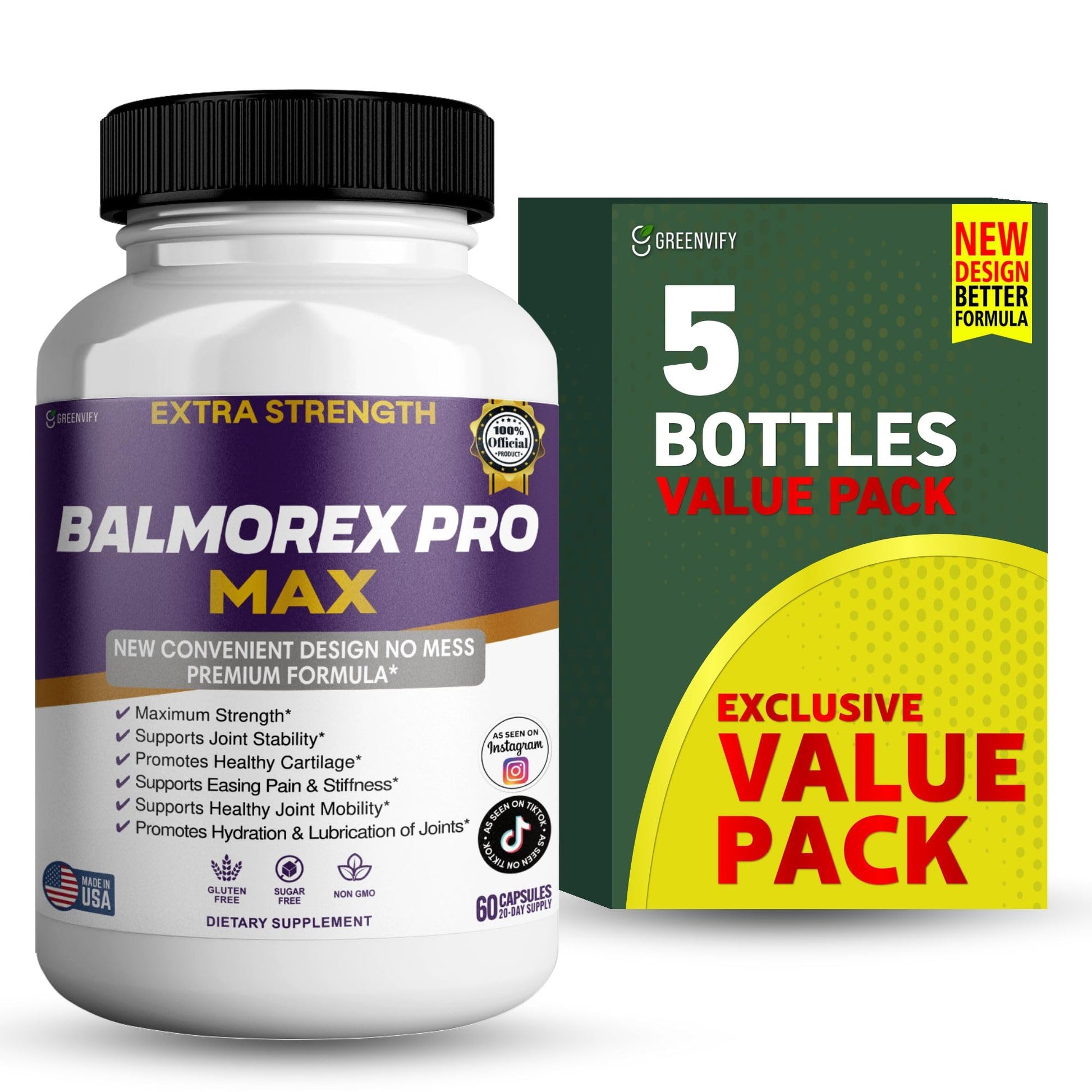 GREENVIFY Balmorex Pro Max Extra Strength Joint Support Supplement Capsules 300