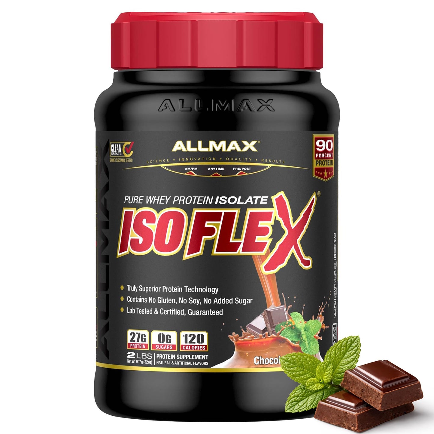 ALLMAX ISOFLEX Pure Whey Isolate Protein Powder - Chocolate Mint, 2 lb, 32 Servings