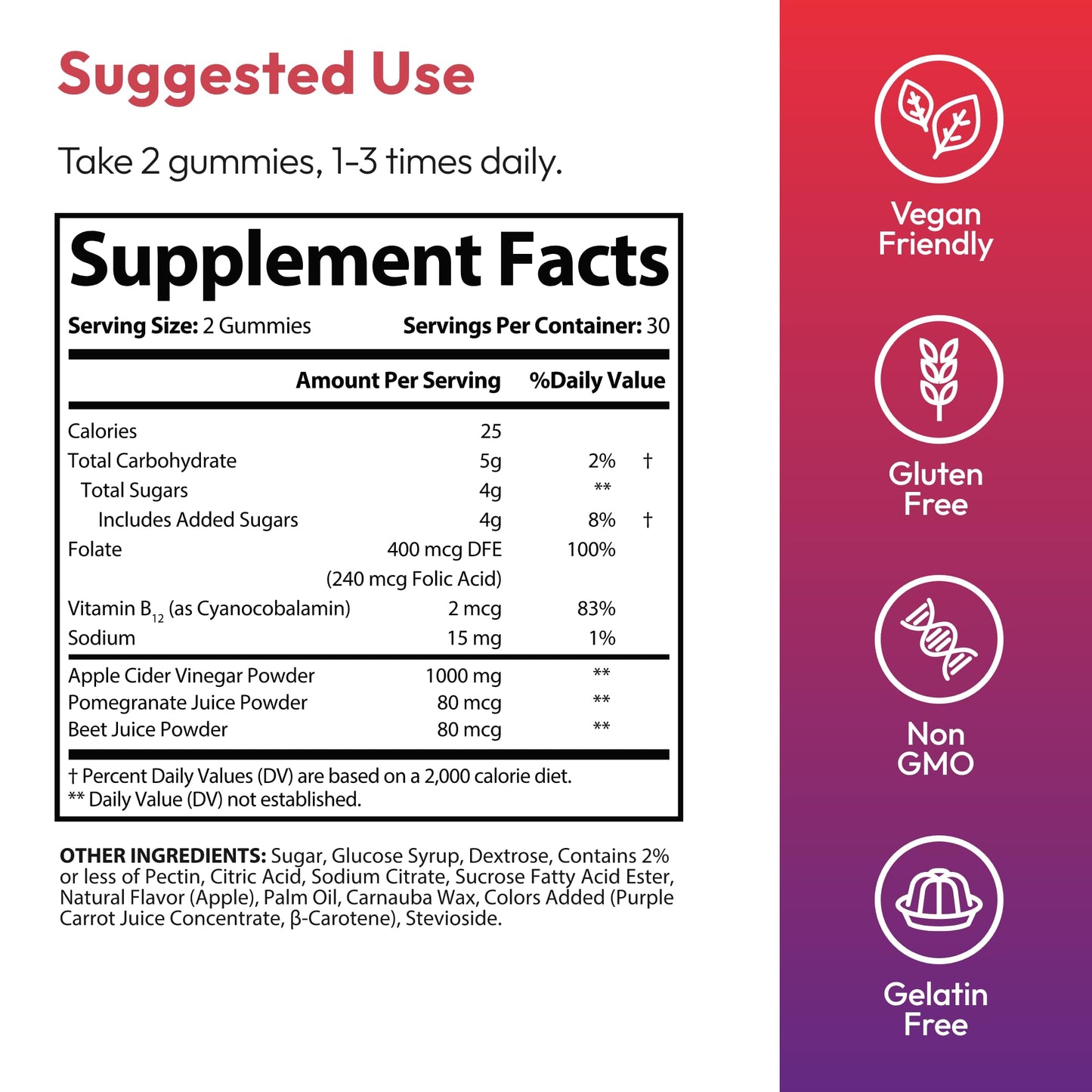 Justified Laboratories Keto Drops Keto ACV Gummies (1000 mg), 60 Count