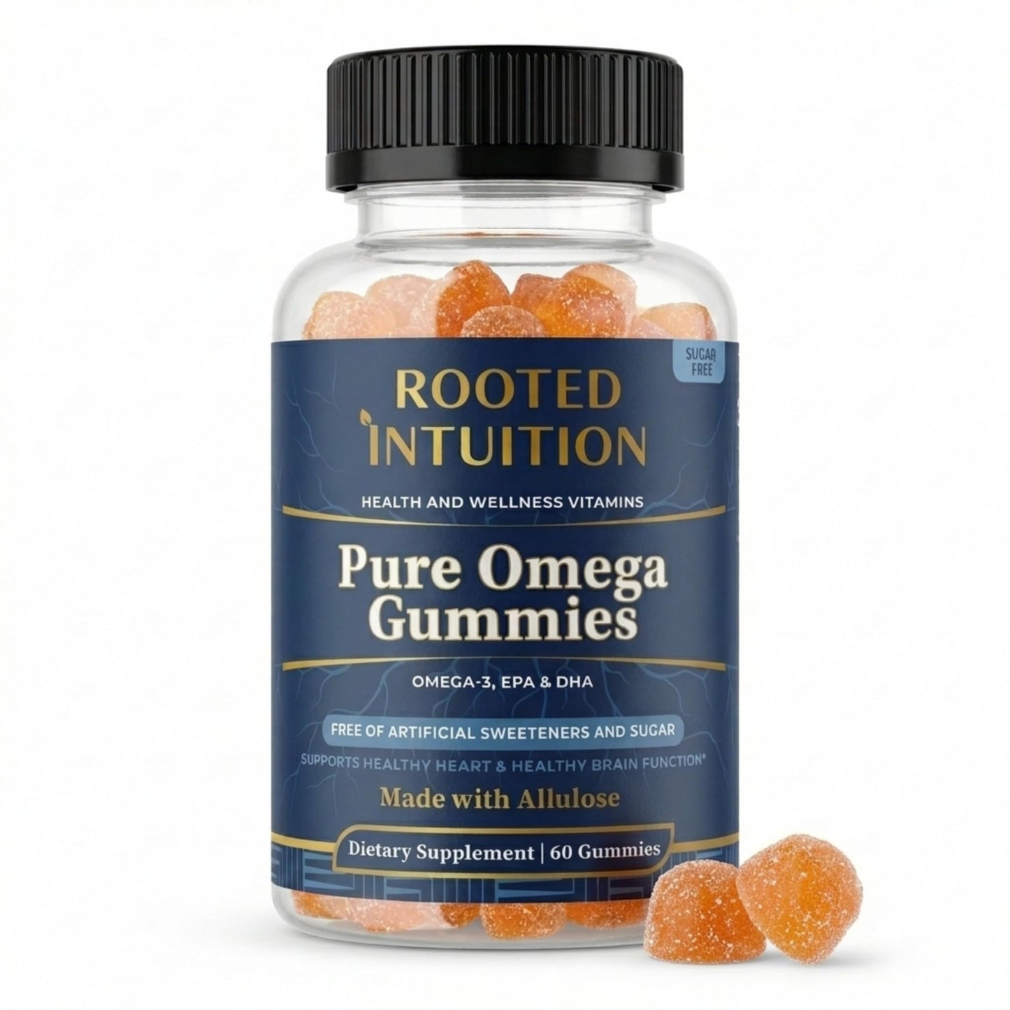 Rooted Intuition Fish Oil Omega-3 Gummies 60 Count
