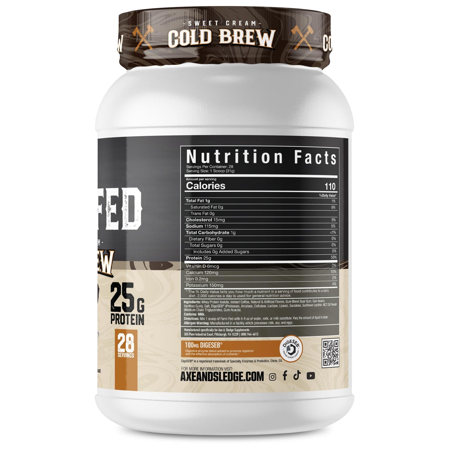 Axe & Sledge Farm Fed 100% Whey Protein Isolate Powder 7.05 oz