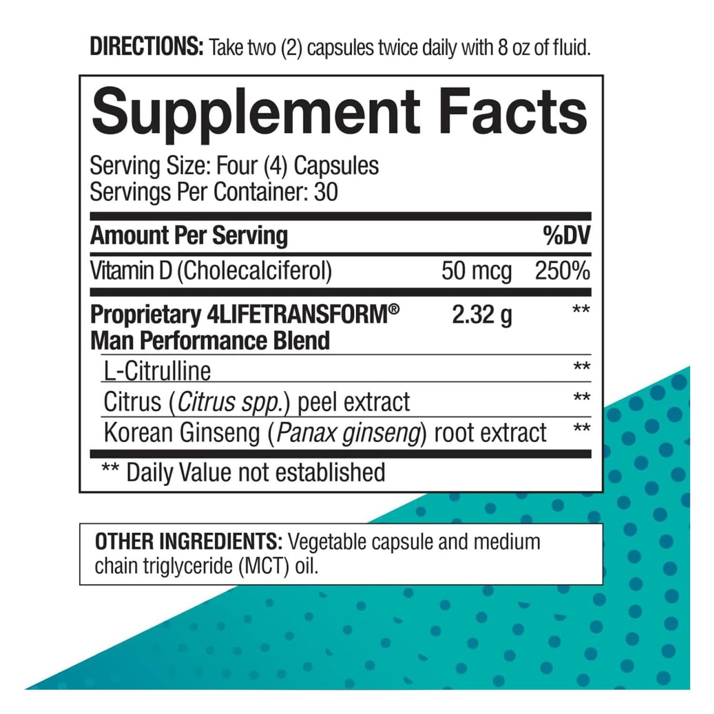 4Life Transform Man Men's Health Vitality Supplement Capsule 120