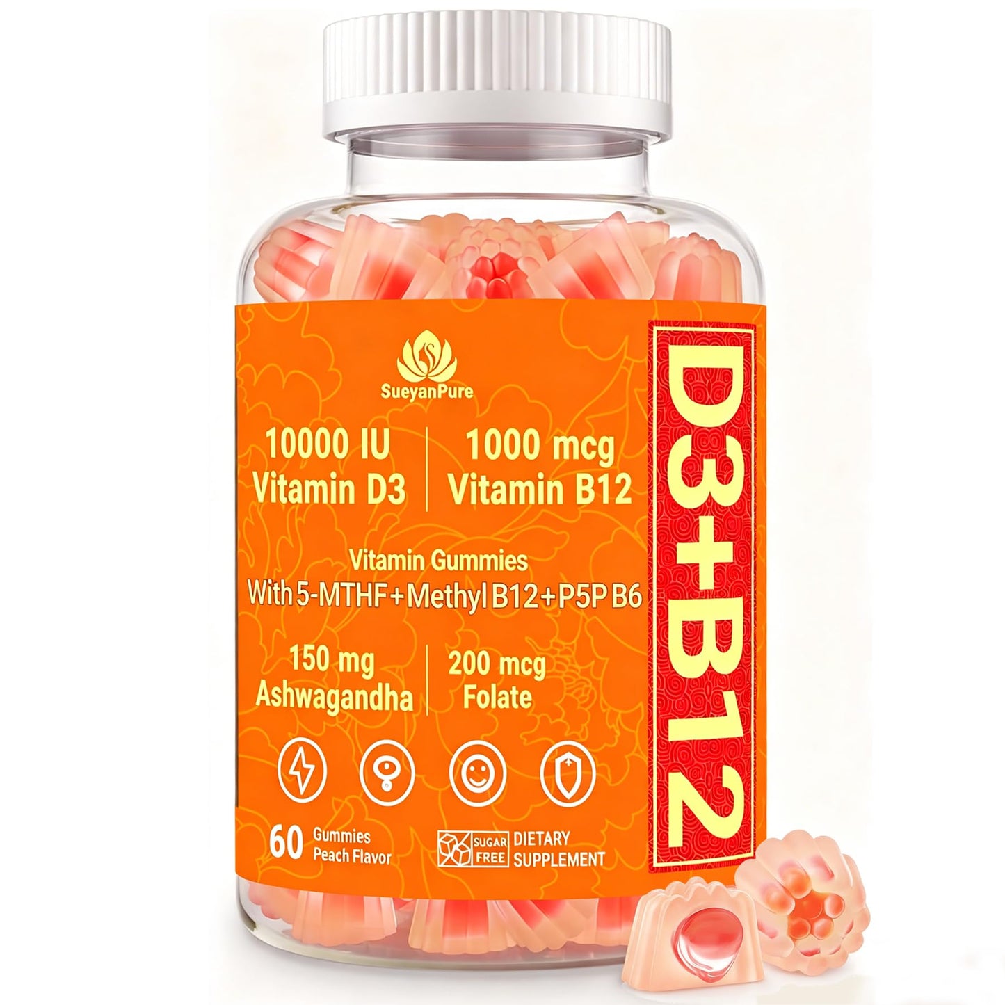 SueyanPure D3 + B12 Gummies 60 Count