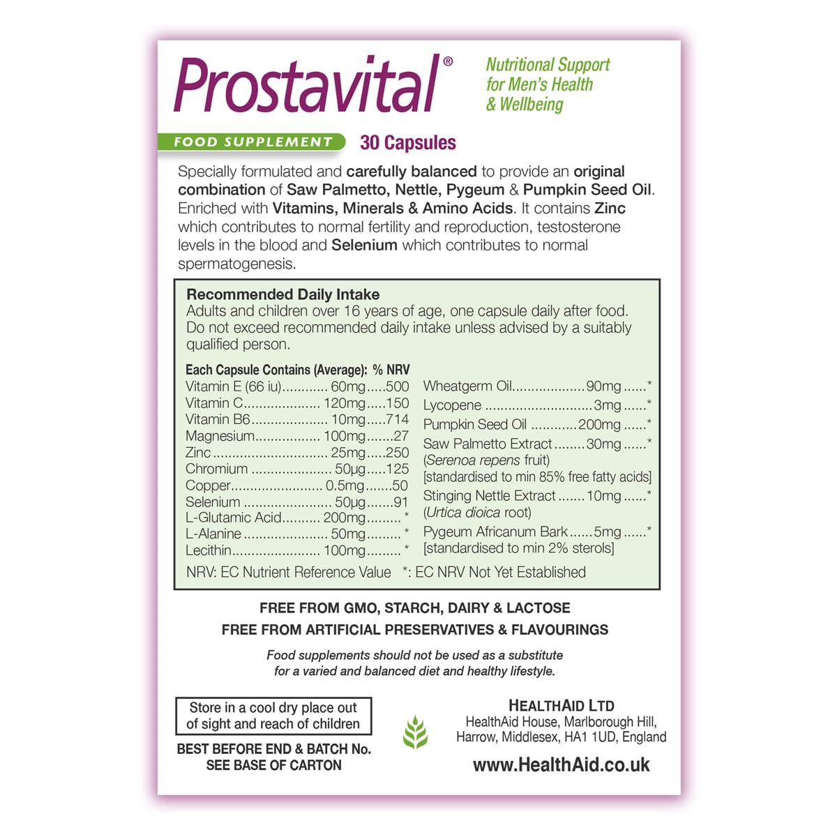 HealthAid Prostavital 30 Capsules