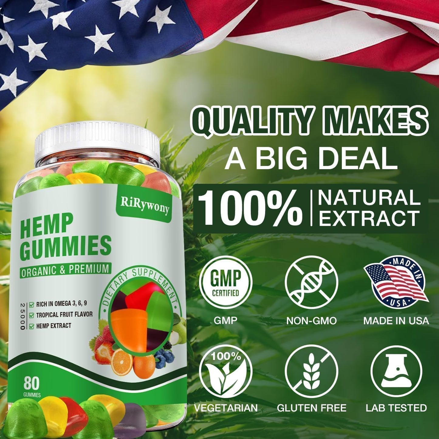 RiRywony Health Omega Gummies, Gummy, 240 Count