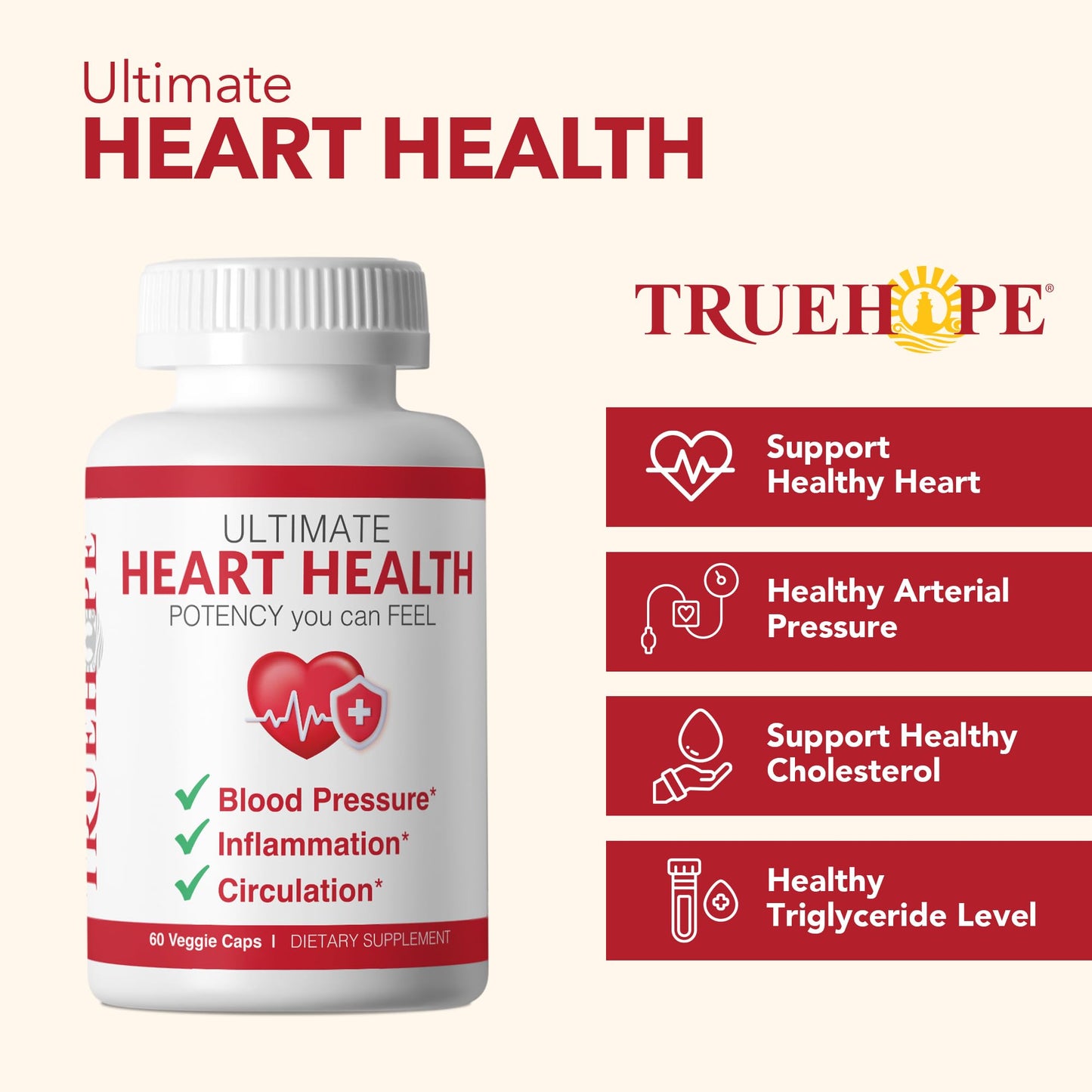 Truehope 27-in-1 Heart Health Supplement, 60 Capsules