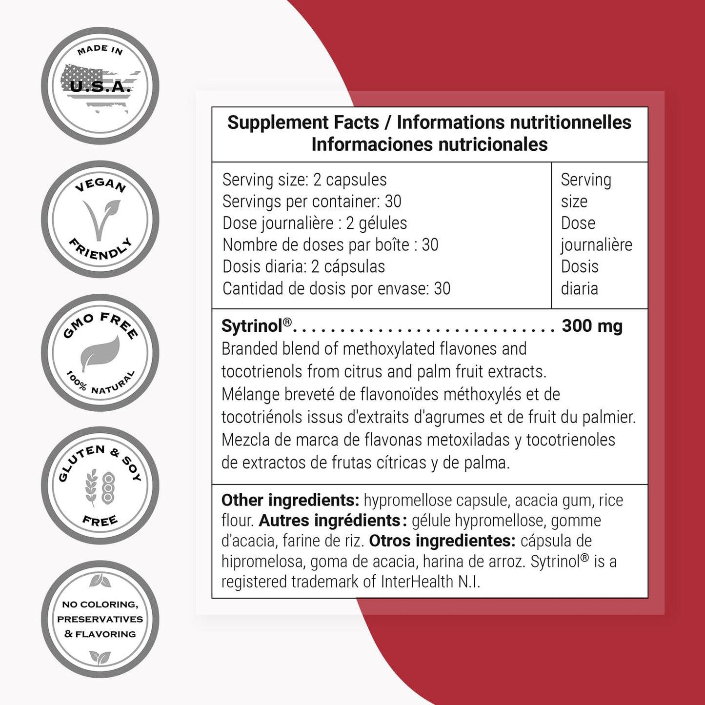 Supersmart Sytrinol Supplement 300mg per Day (High Absorption) Citrus Bioflavonoids & Tocotrienols Complex Palm Fruit Extract Capsule 60