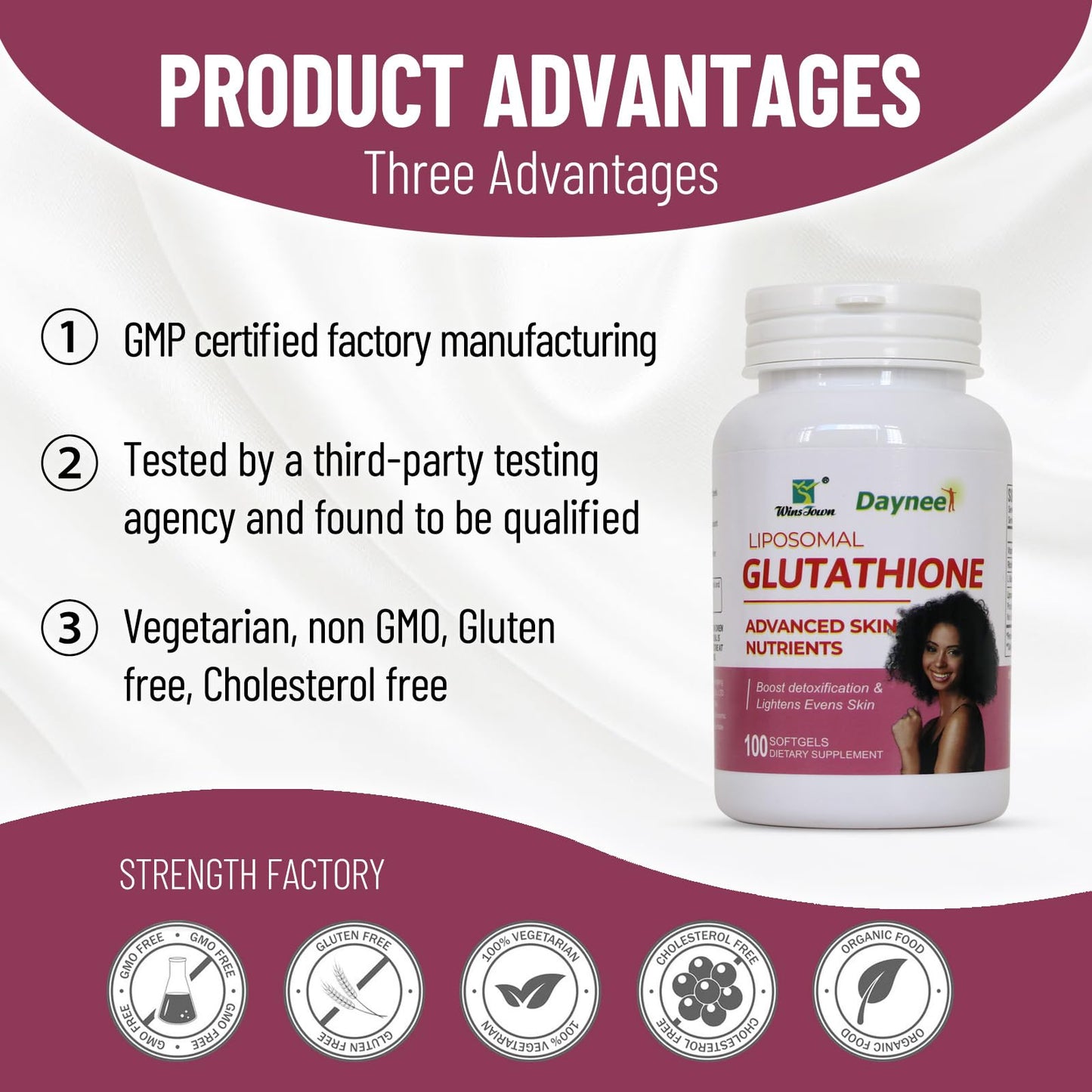 Wins Town Liposomal Glutathione Softgels 500mg, 100 Softgels