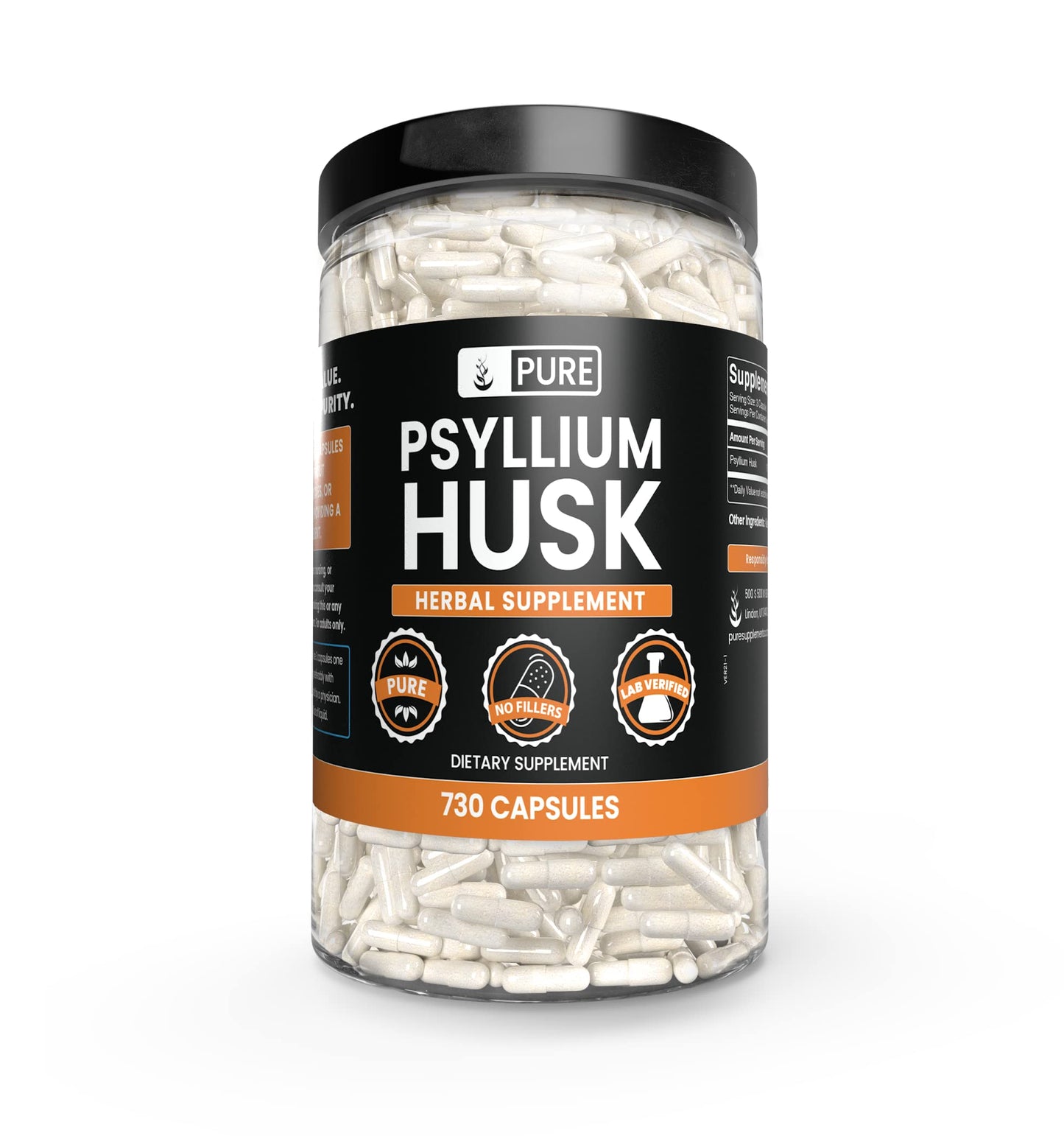 Pure Original Ingredients Psyllium Husk Capsules 730