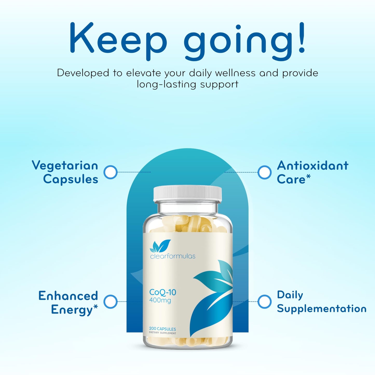 Clear Formulas CoQ10 400mg Capsules, 200 Count